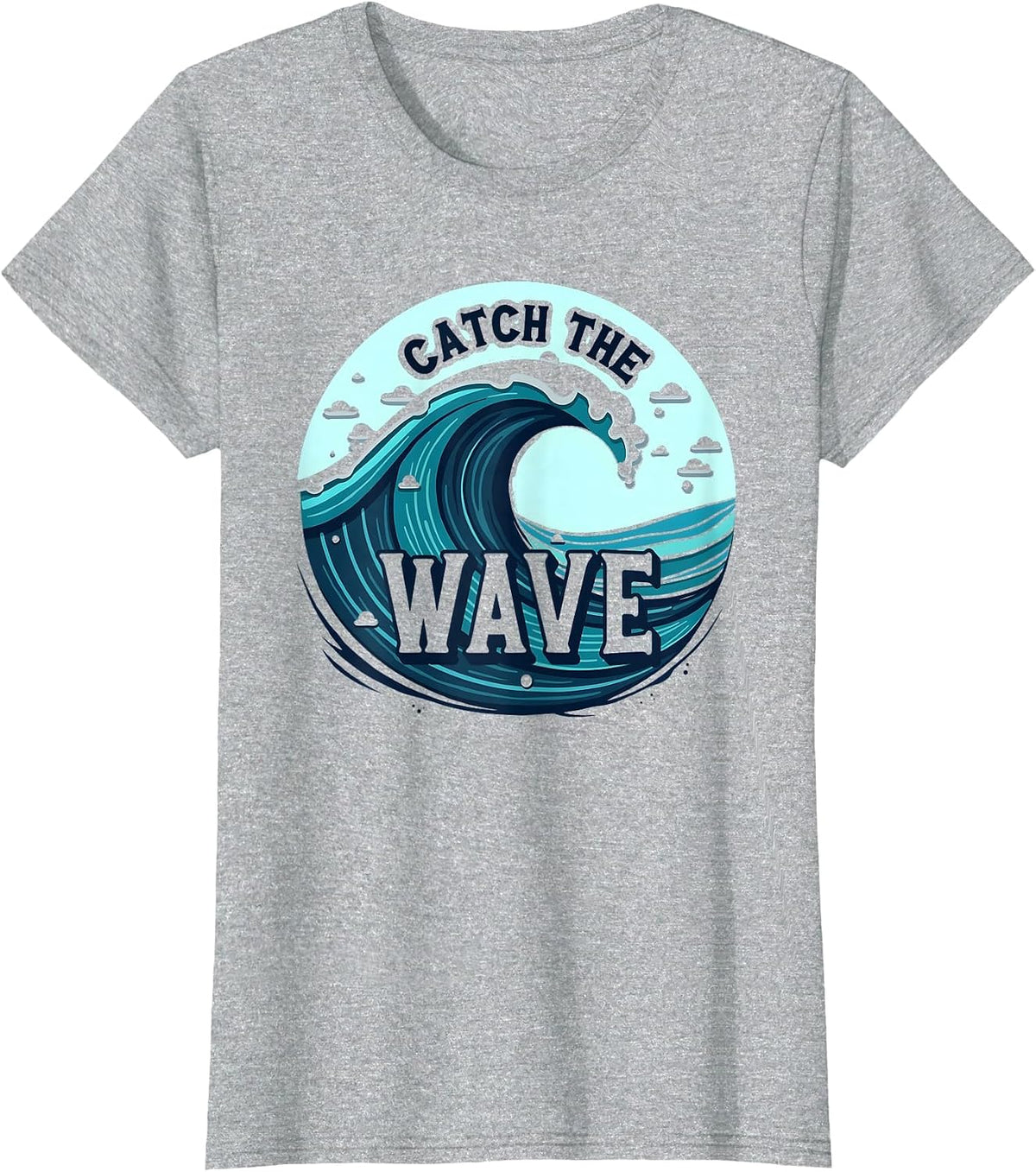 Catch The Wave: Surfer's Ocean Adventure T-Shirt - Heather Grey