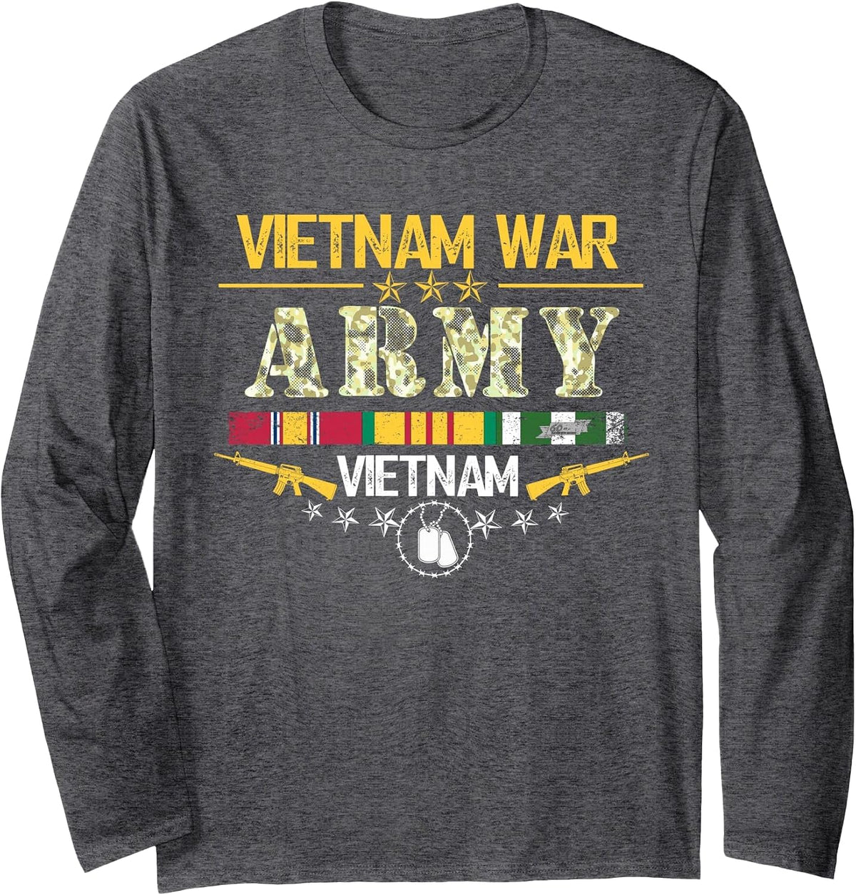 Vietnam Veteran War Army T Shirt for Those Who Served Long Sleeve T-Shirt - Adult Unisex Dark Heather Grey