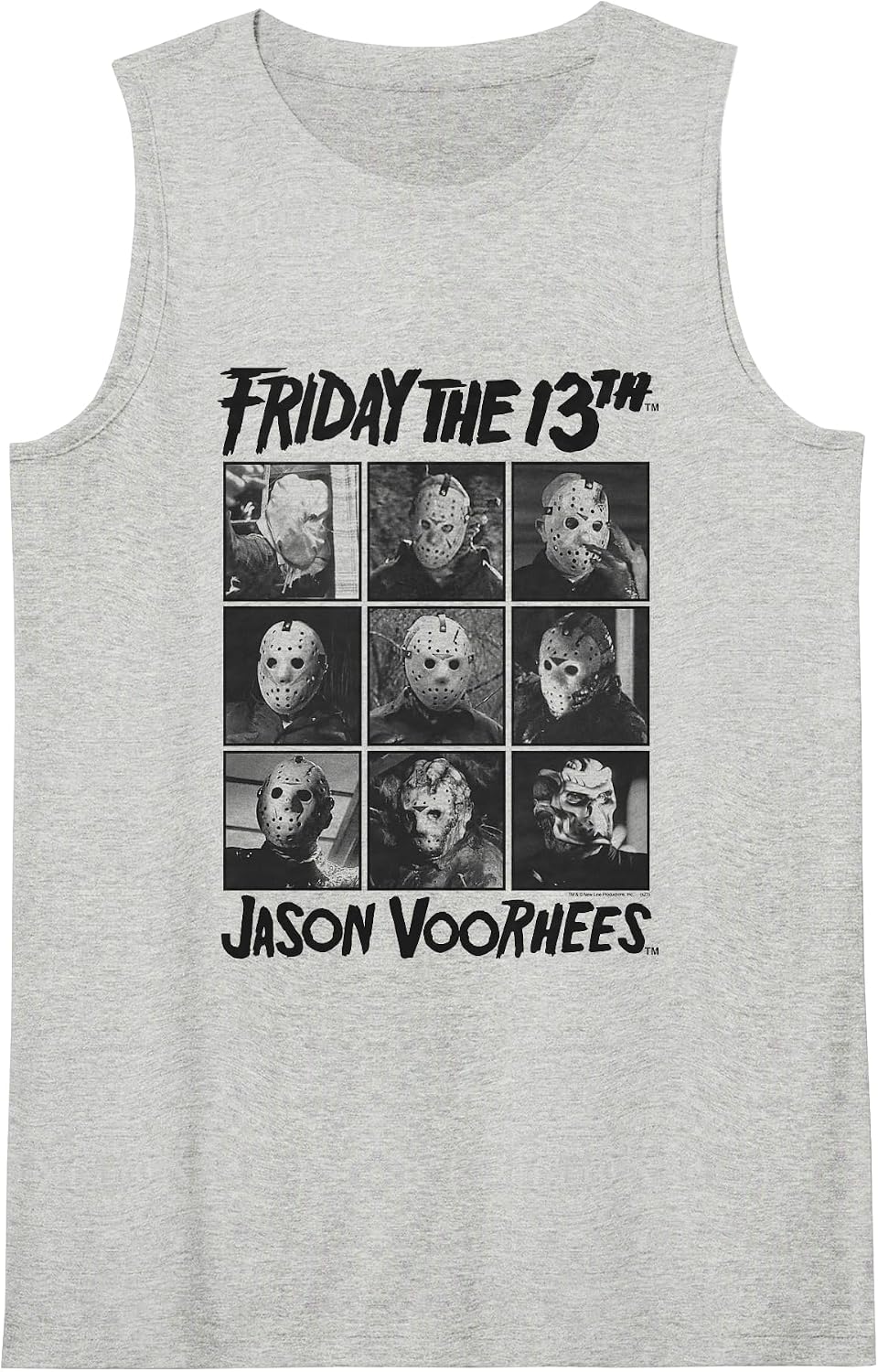 Friday The 13th Jason Black and White Grid Horror Movie Tank Top - Heather Grey