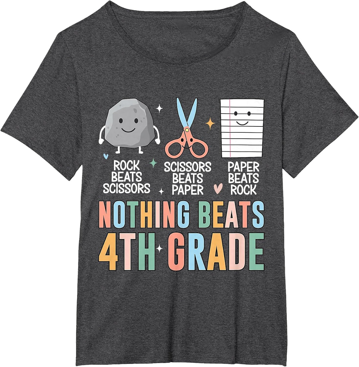 Nothing Beats 4th Grade Funny Back to School Kids Teachers T-Shirt - Dark Heather Grey
