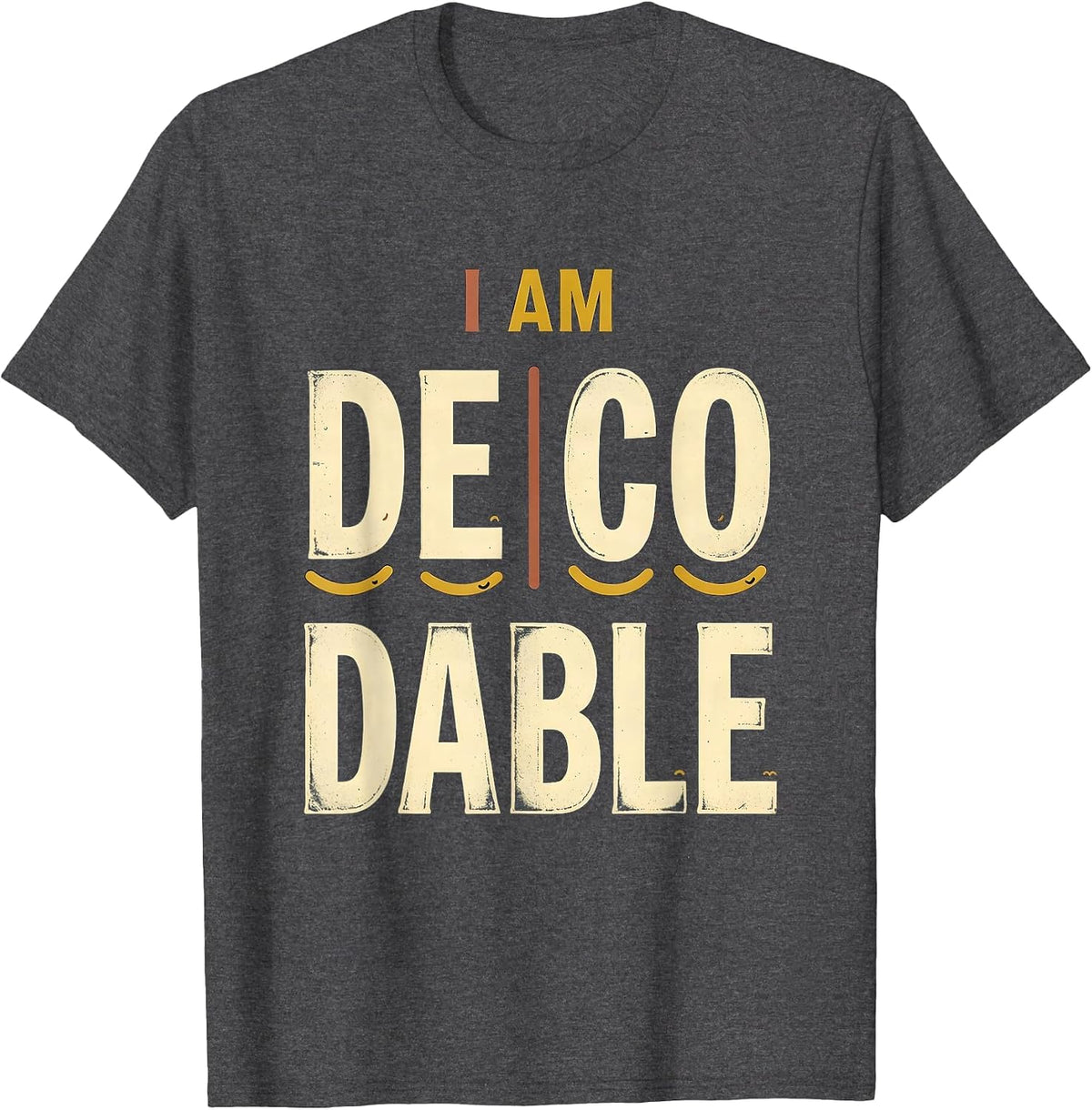 I Am Decodable Vintage Structured Literacy Reading Teacher T-Shirt - Dark Heather Grey