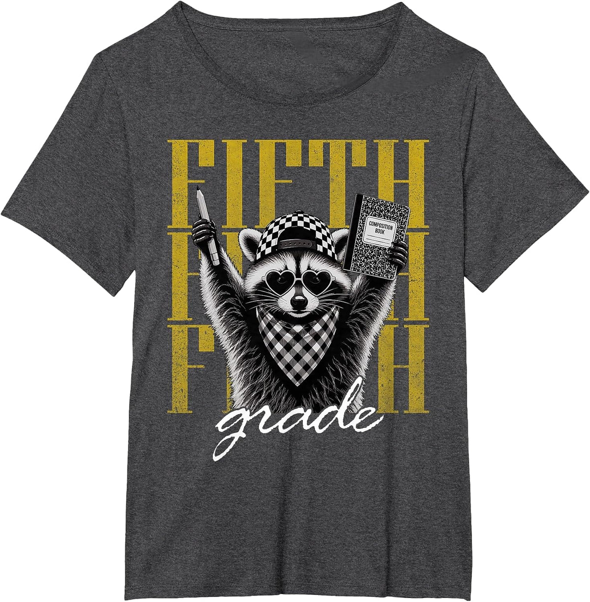 Fifth Grade Teacher 5th Grade Raccoon Back to School T-Shirt - Dark Heather Grey