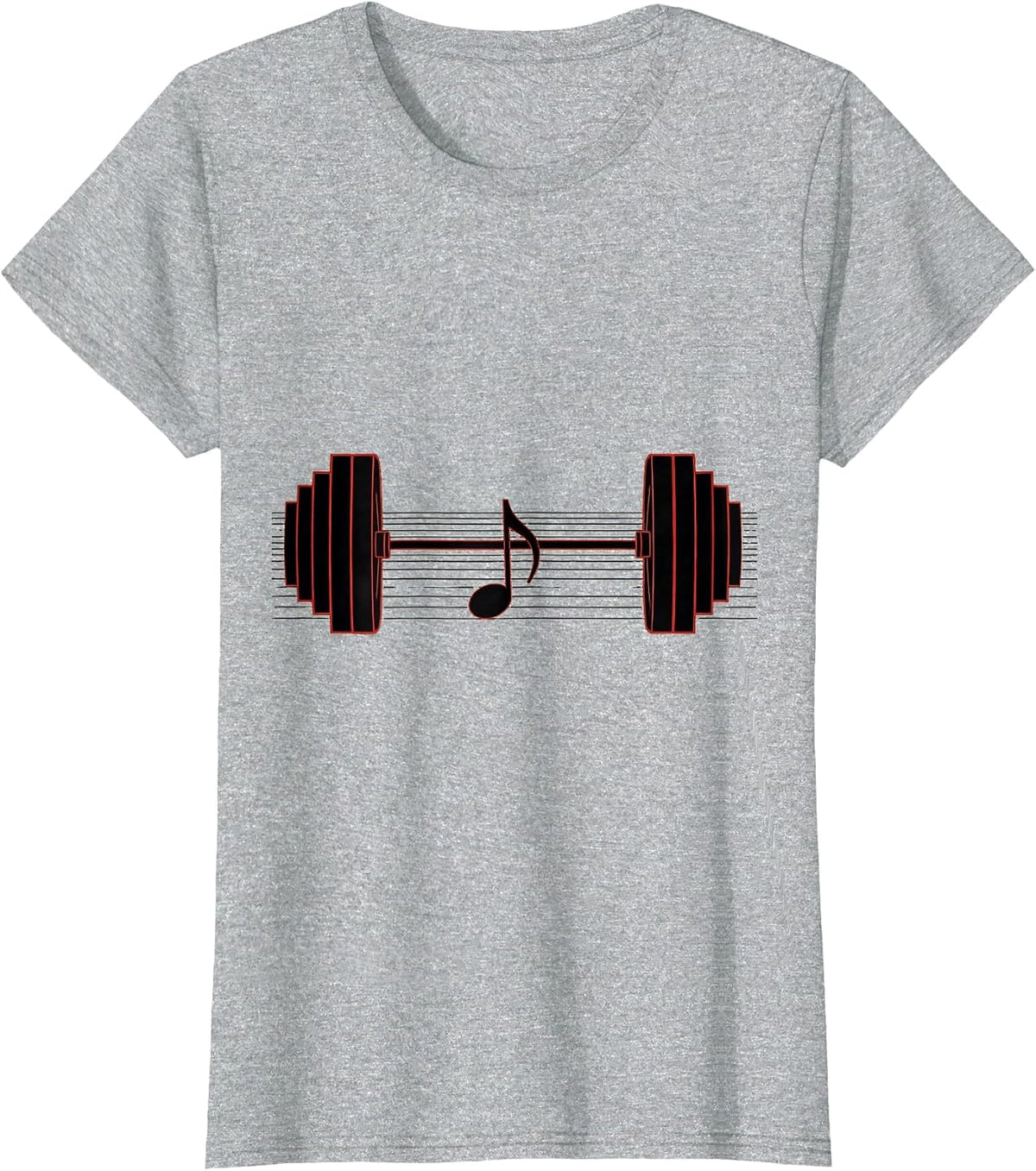 Women's Barbell Staff Lines Musician Humor Music Teacher Gift T-Shirt - Heather Grey