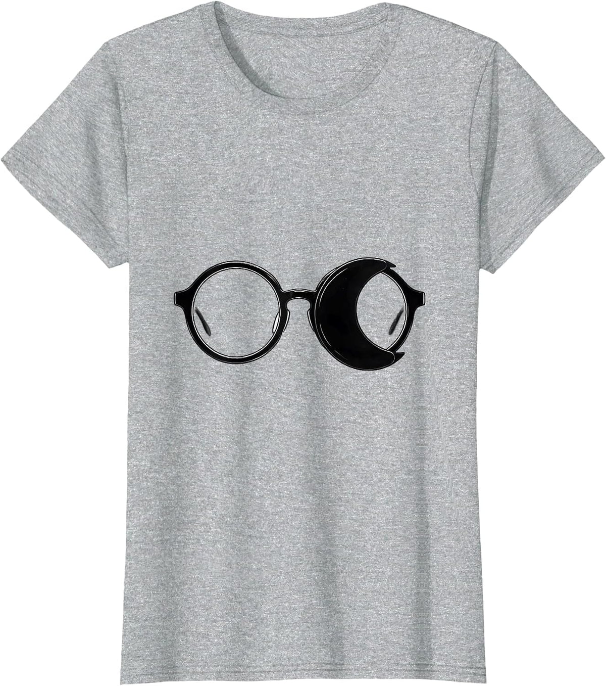 Spectacle Moon Occluder Minimalist Optometrist Halloween T-Shirt - Heather Grey