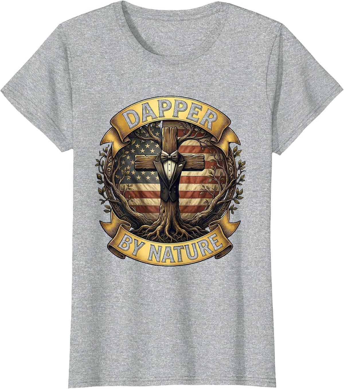 Women's Dapper By Nature Tuxedo Gentleman Design T-Shirt - Heather Grey