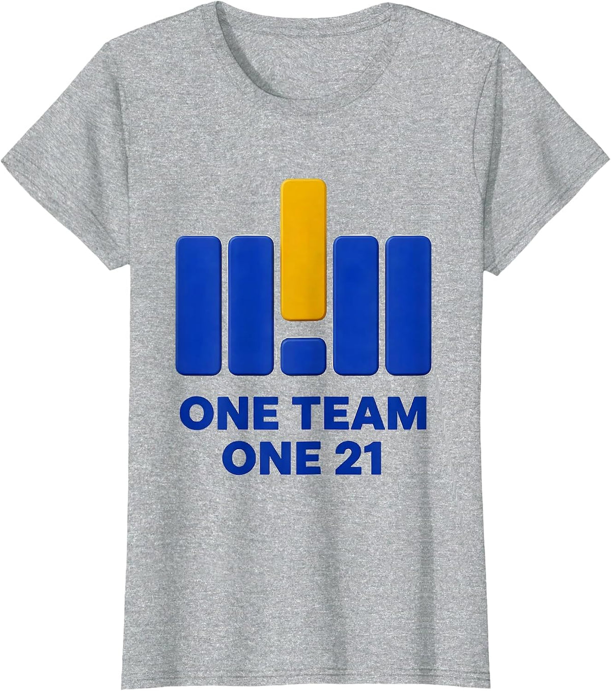 One Team One 21 Heartfelt Down Syndrome Awareness Family T-Shirt - Heather Grey
