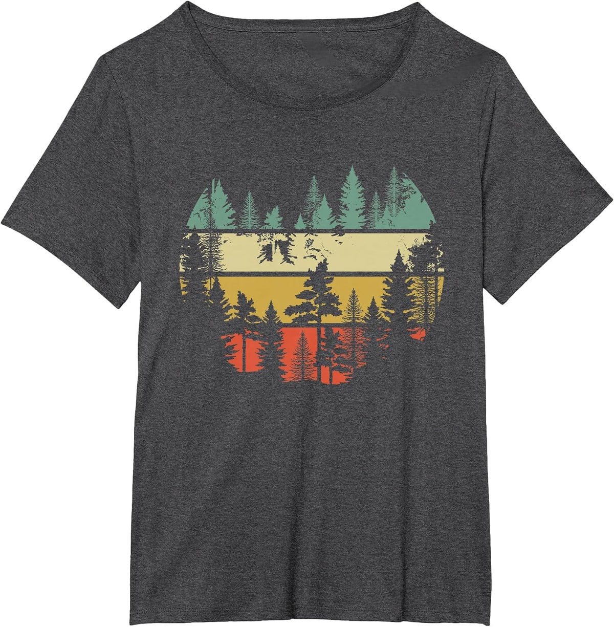 Trees Outdoors Nature Wildlife Retro Forest T-Shirt - Dark Heather Grey