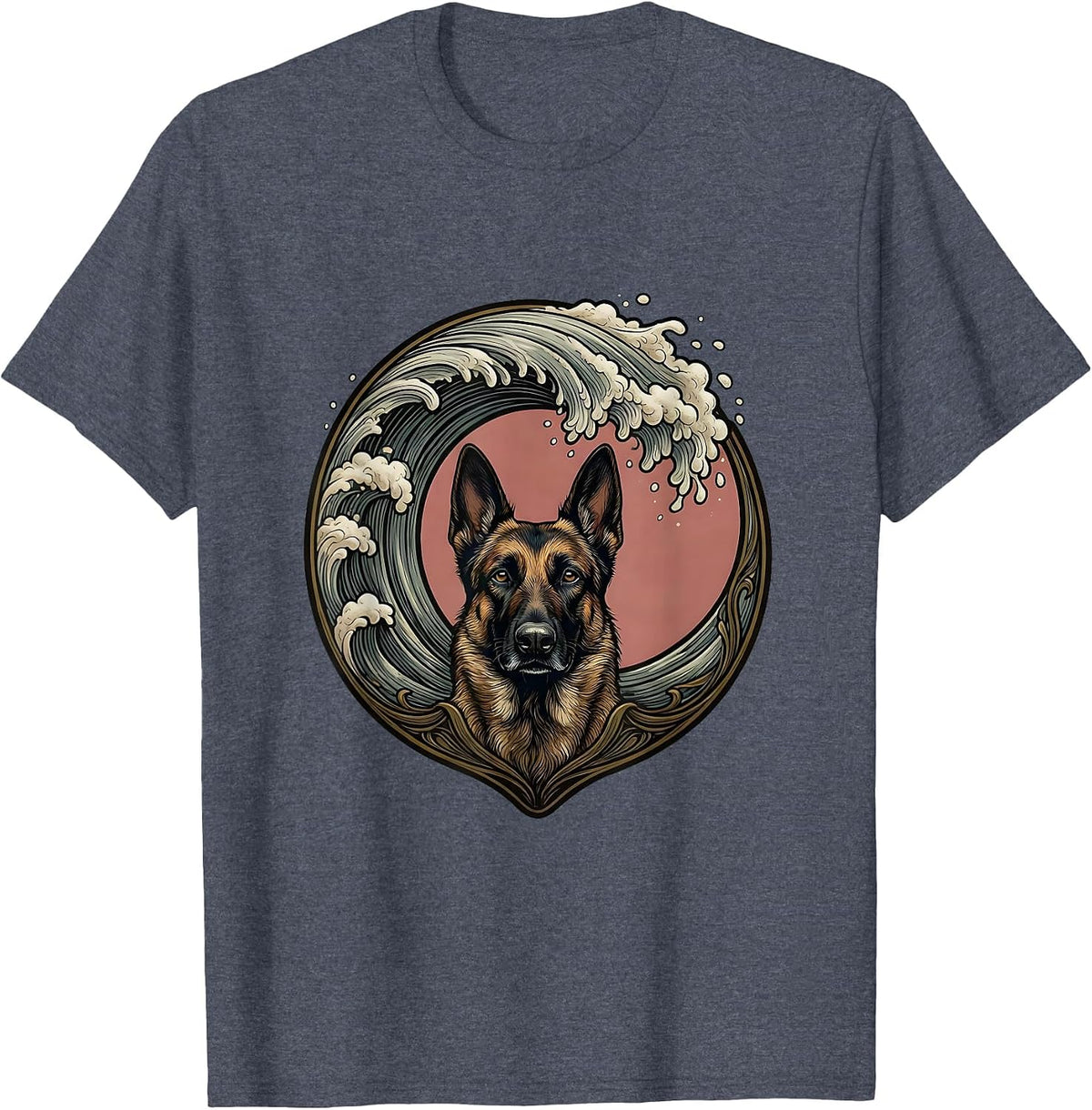 Belgian Malinois Art Nouveau Pet Lover Novelty Humor T-Shirt - Heather Blue