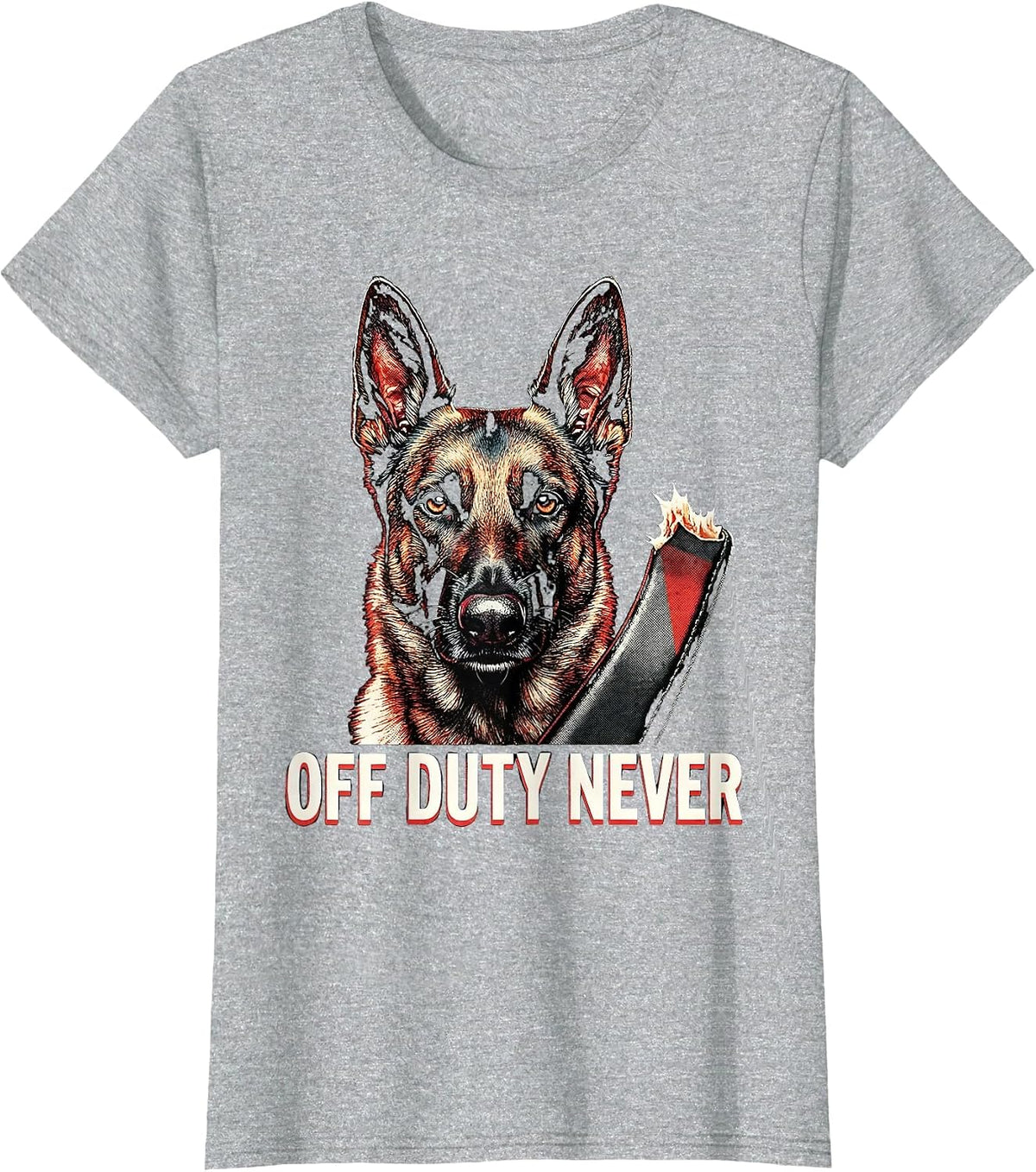 Off Duty Never Belgian Malinois Dog Owner Humor T-Shirt - Heather Grey