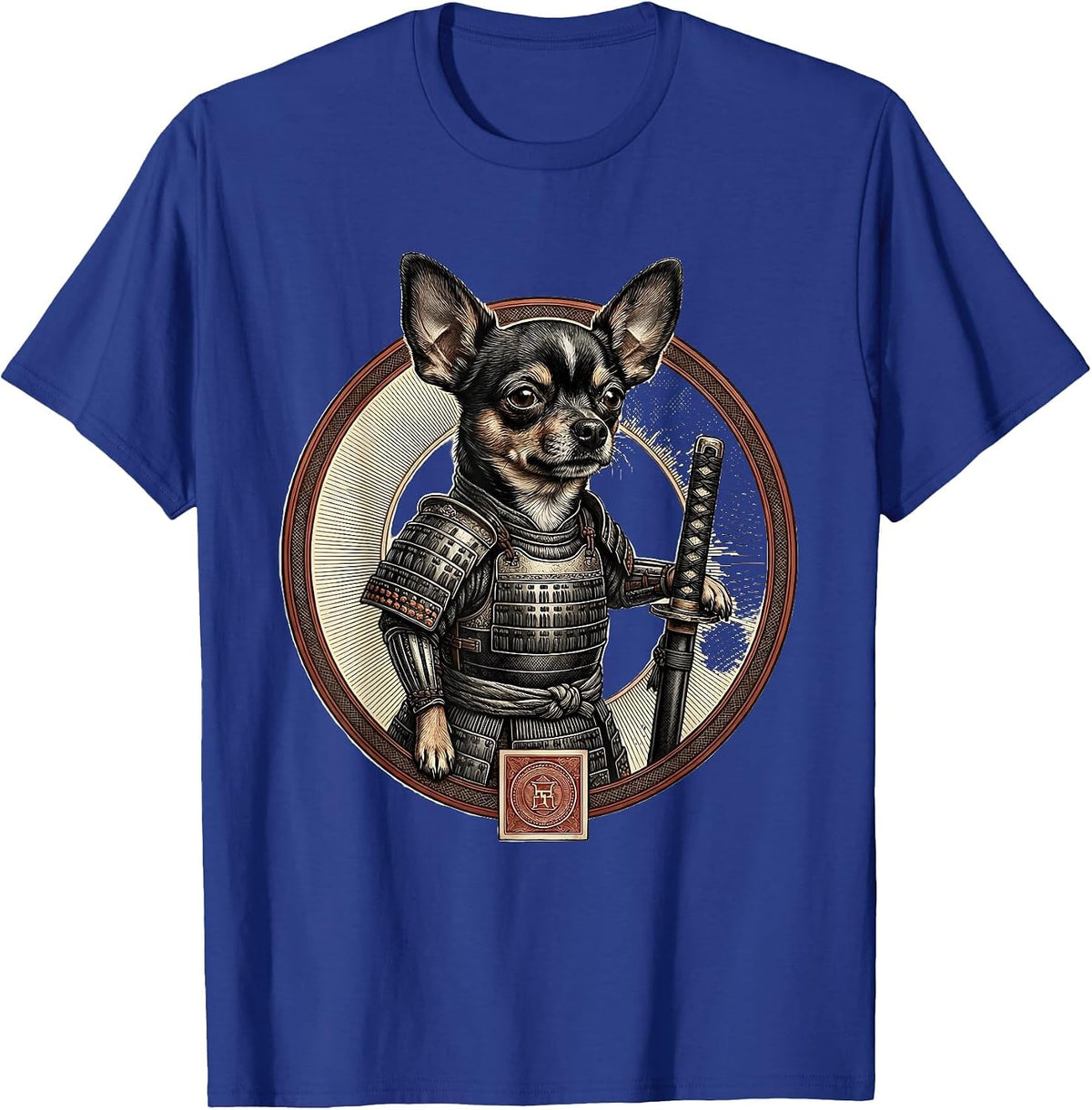 Chihuahua Samurai Armor Dog Warrior Ukiyo-e T-Shirt - Royal Blue