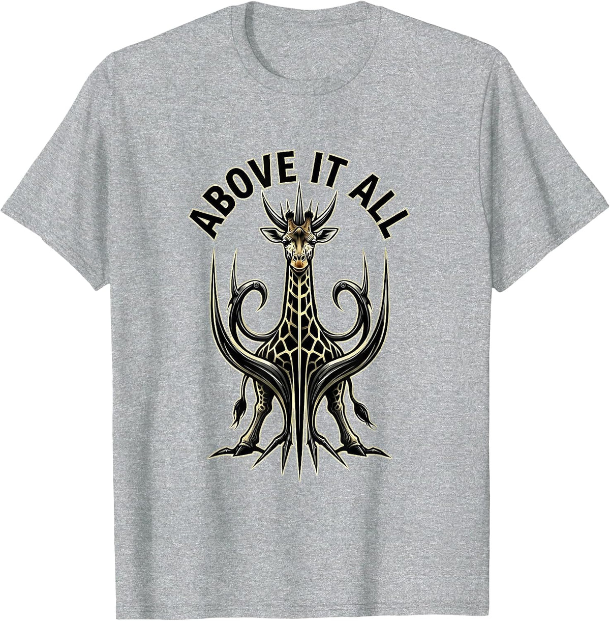 Men's Above It All Giraffe Graphic Design T-Shirt - Heather Grey