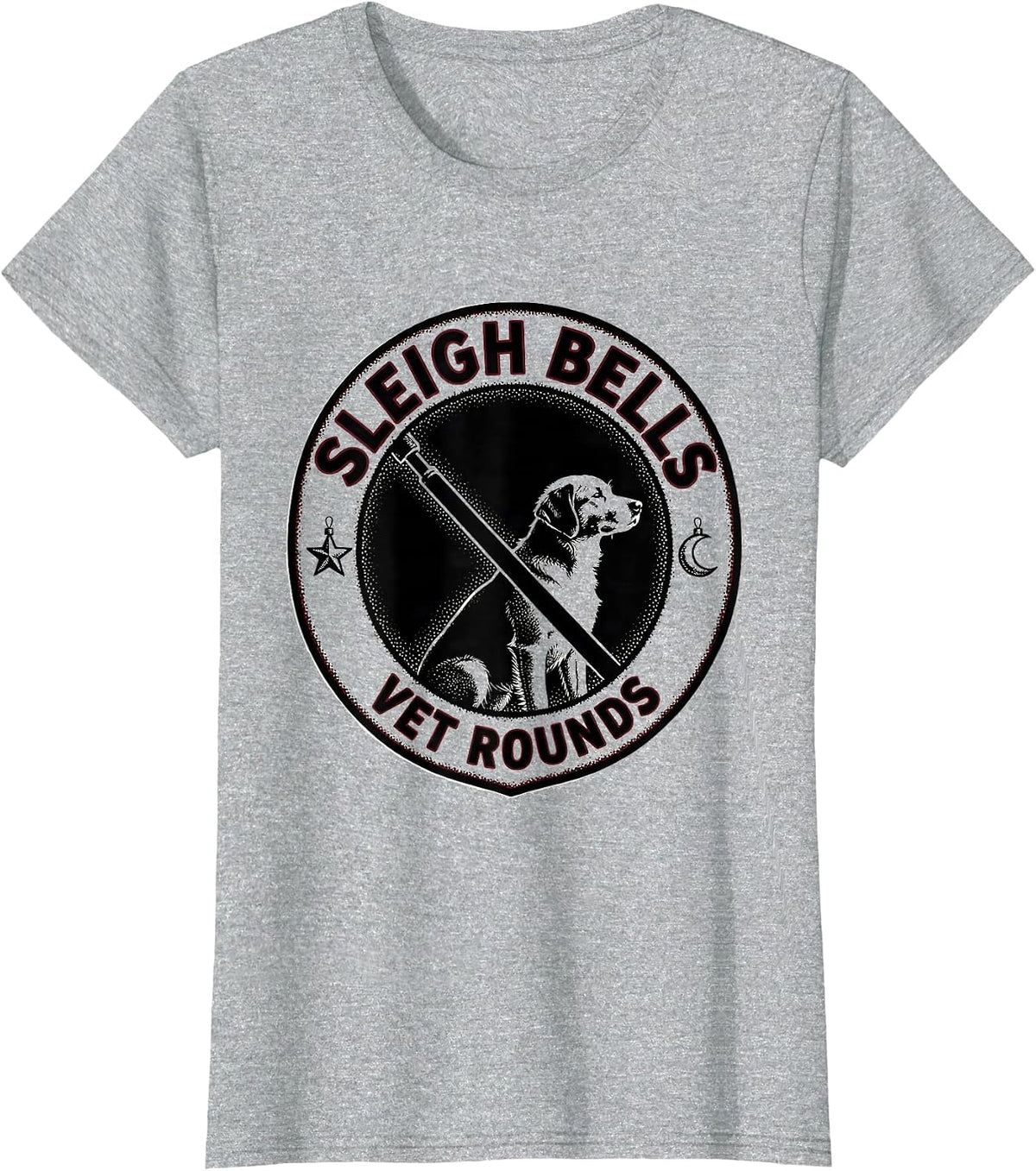 Women's Sleigh Bells, Vet Rounds Funny Veterinary Tech Christmas T-Shirt - Heather Grey