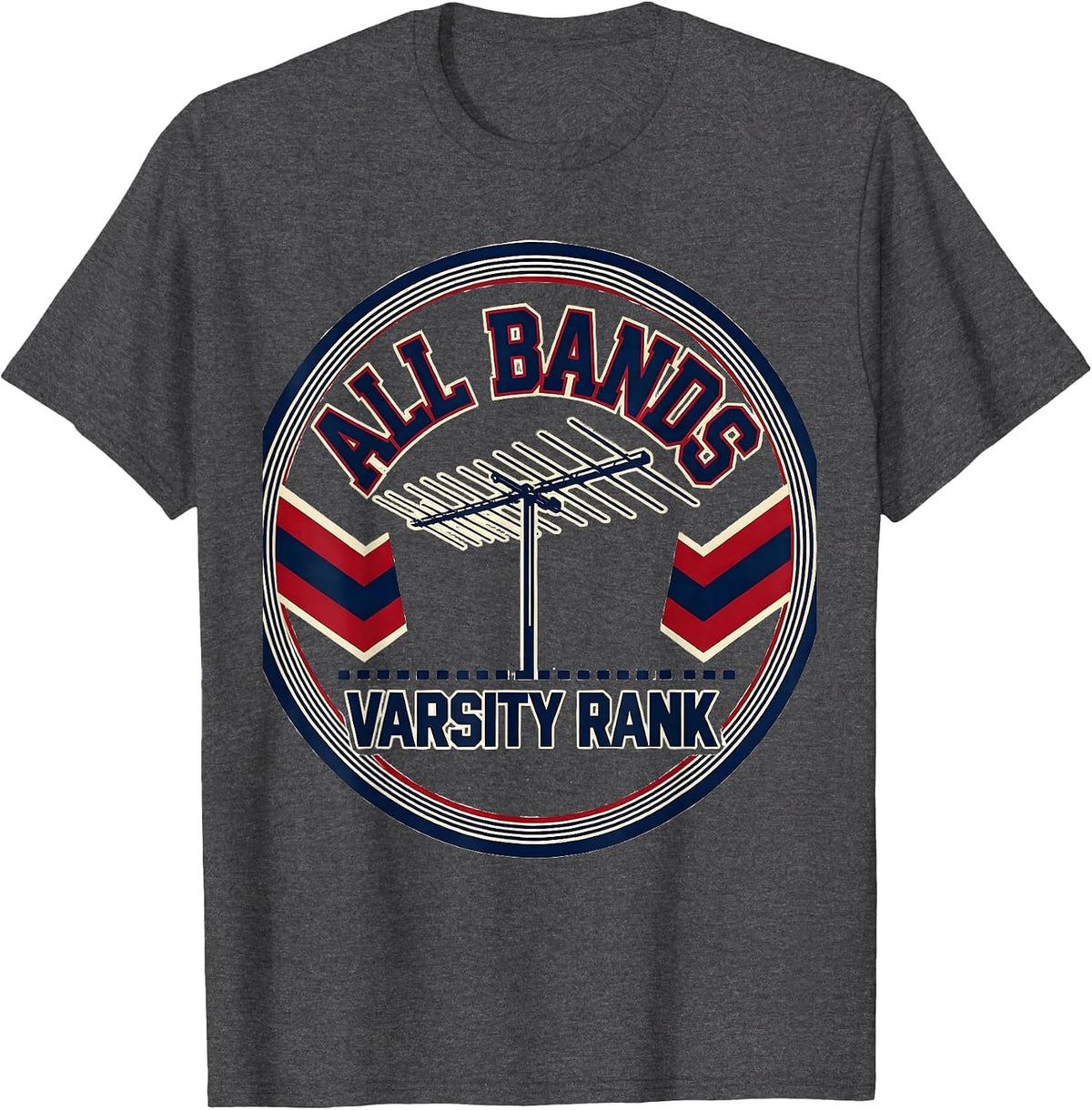 Men's All Bands Varsity Rank Sports Ham Radio Operator Hobbyist T-Shirt - Dark Heather Grey