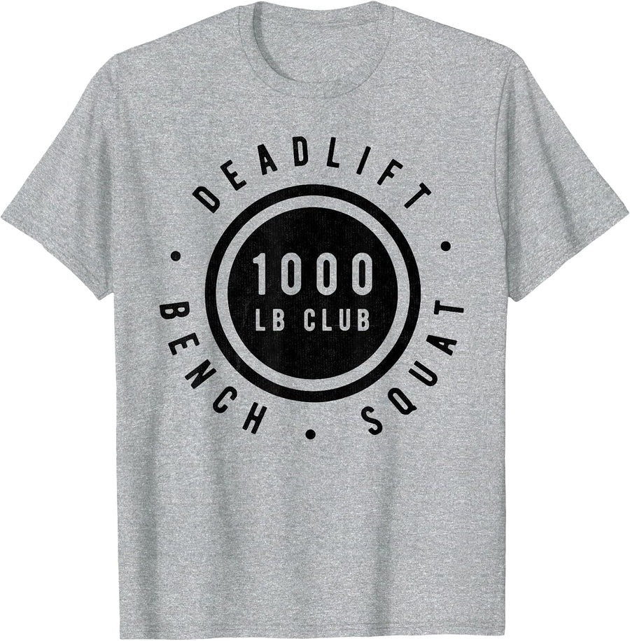 1,000 Pound Club Bench Squad Deadlift Powerlifter Goal T-Shirt - Heather Grey