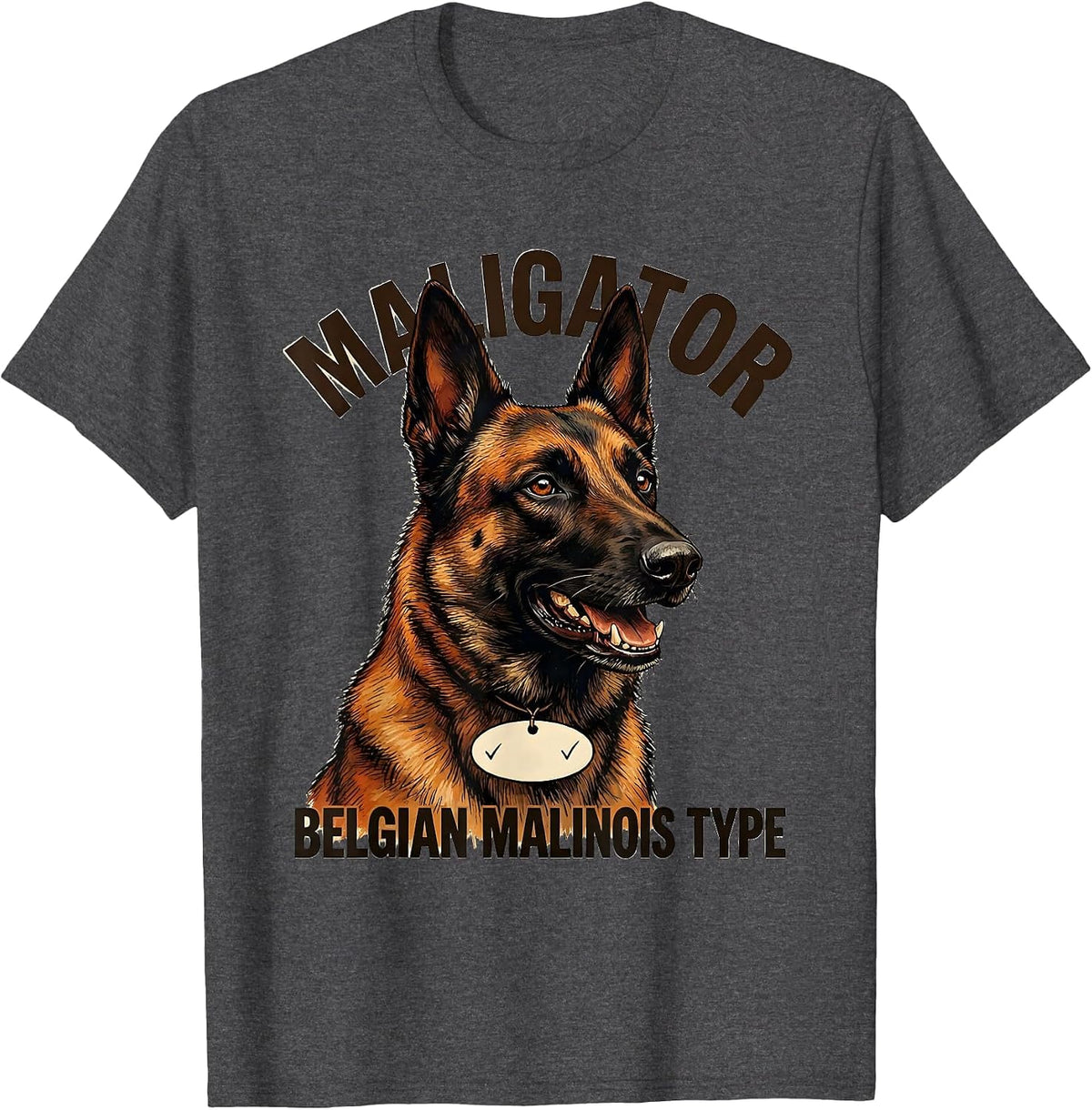 Men's Maligator Belgian Malinois Type Funny Dog Owner Breed Pride T-Shirt - Dark Heather Grey