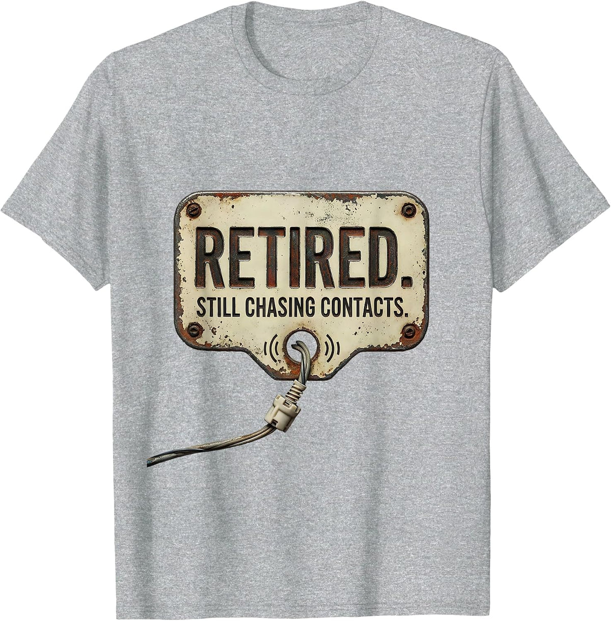 Men's Retired Still Chasing Contacts Vintage Ham Radio Operator T-Shirt - Heather Grey