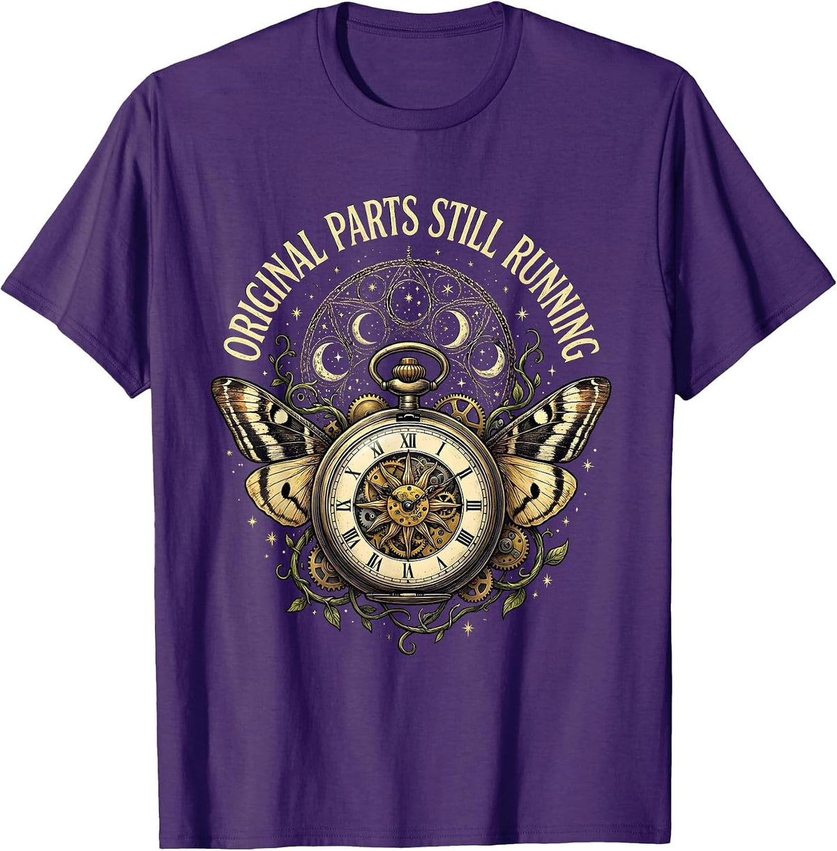 Men's Original Parts Still Running Vintage Mechanic Design T-Shirt - Purple