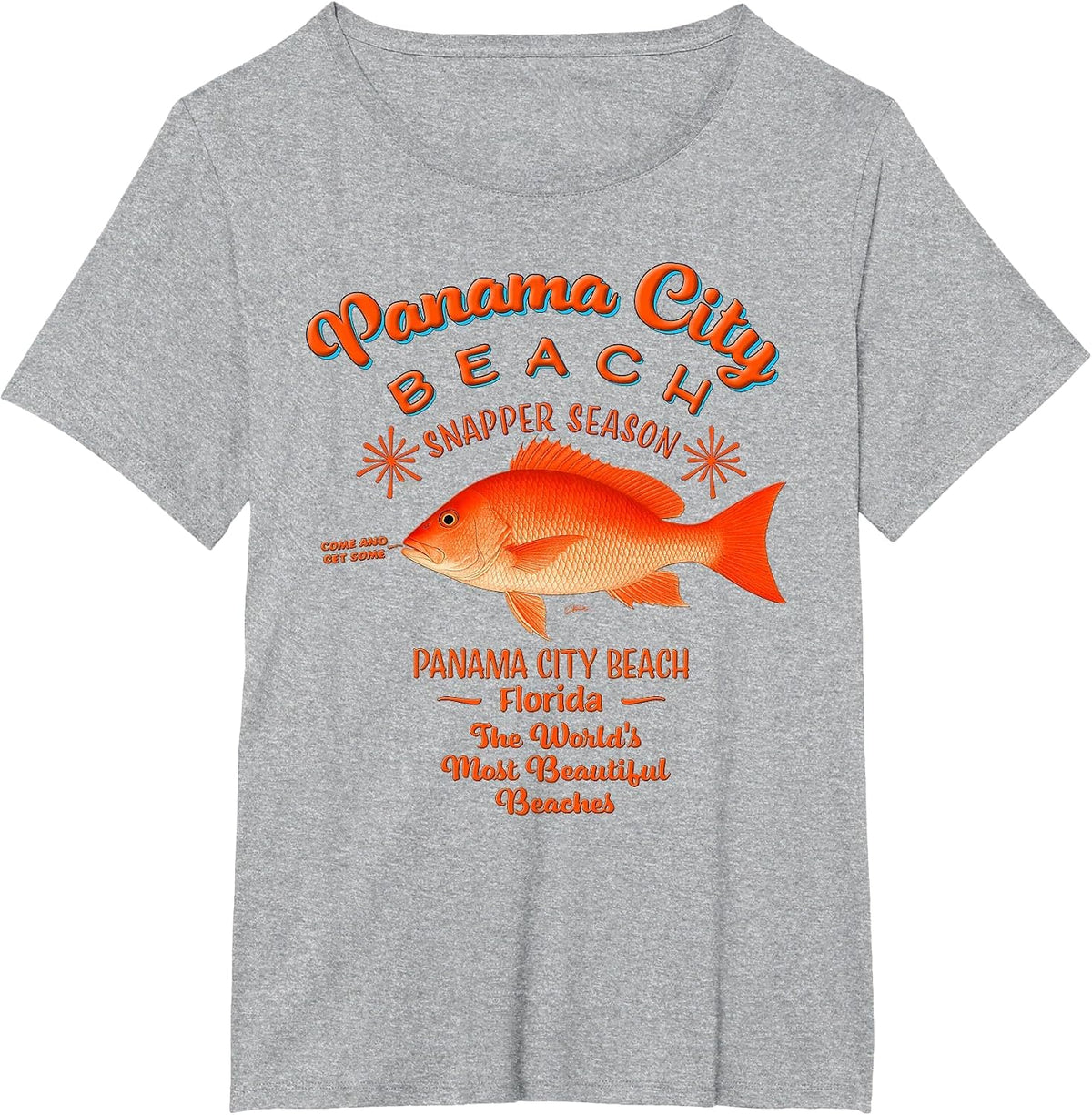 Panama City Beach, Florida, Red Snapper Fishing T-Shirt - Heather Grey