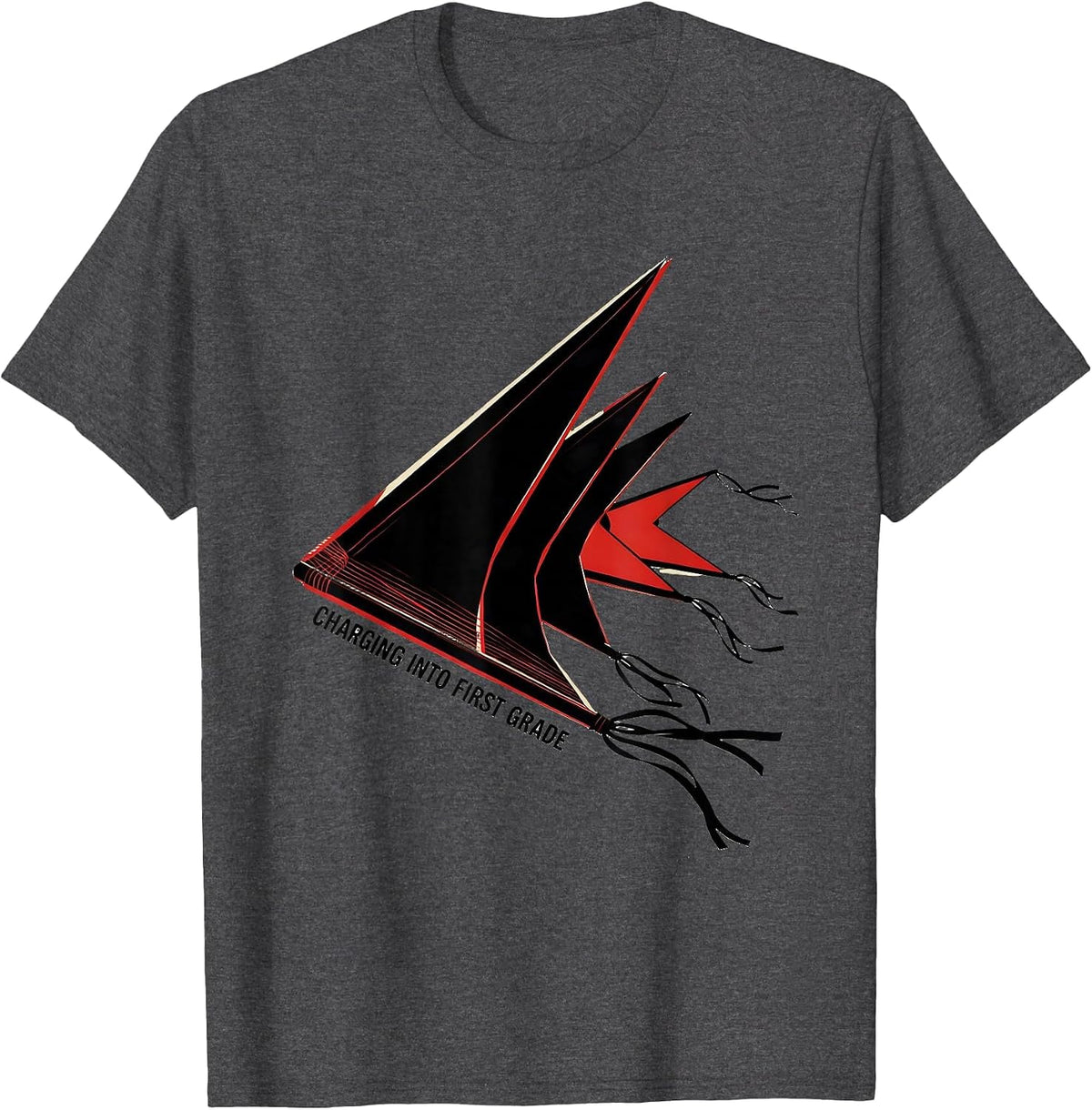 Charging Into First Grade Futurist Dynamism Girls Back T-Shirt - Dark Heather Grey