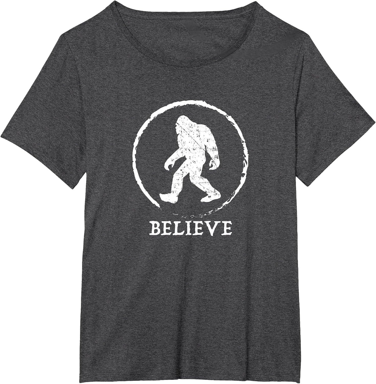 Bigfoot Sasquatch Yeti Believe T-Shirt - Dark Heather Grey