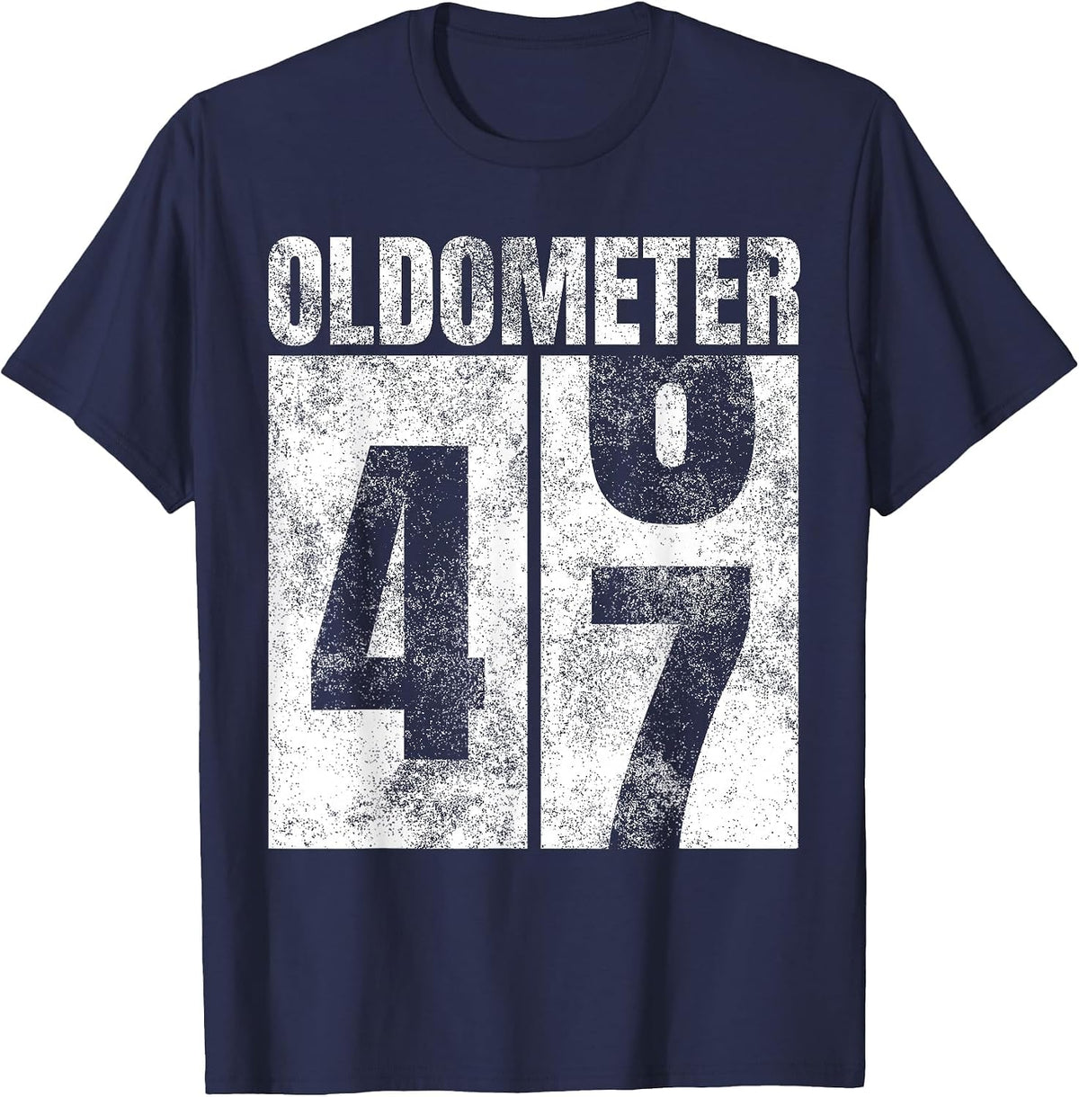 Oldometer 46-47 yrs Old Man Woman Bday Graphic 47th Birthday T-Shirt - Navy Blue