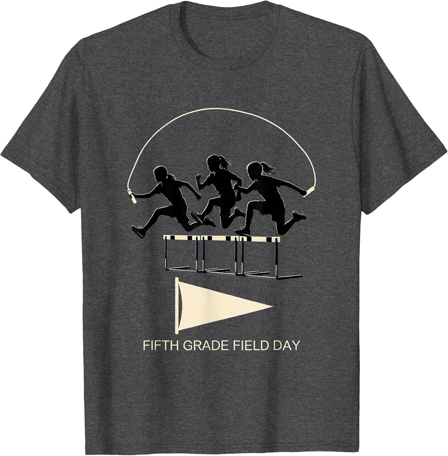 Men's Fifth Grade Field Day Team Spirit School Teacher Student T-Shirt - Dark Heather Grey
