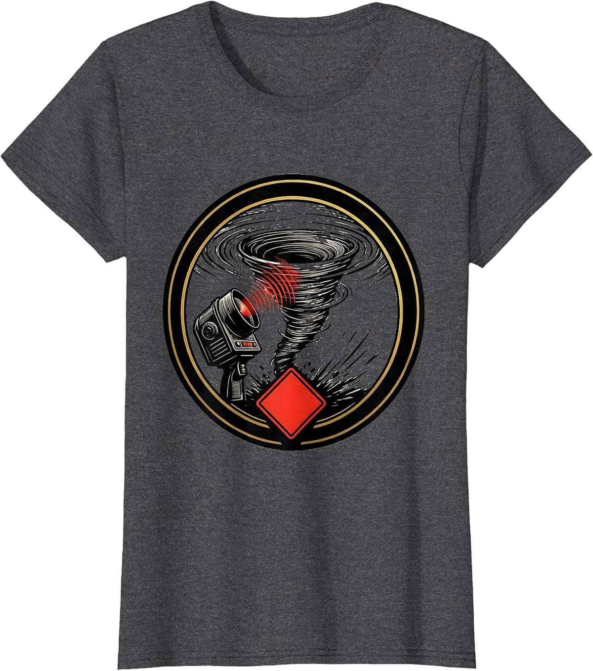Women's Sealed Radar Tornado Chaser Meteorology Humor T-Shirt - Dark Heather Grey