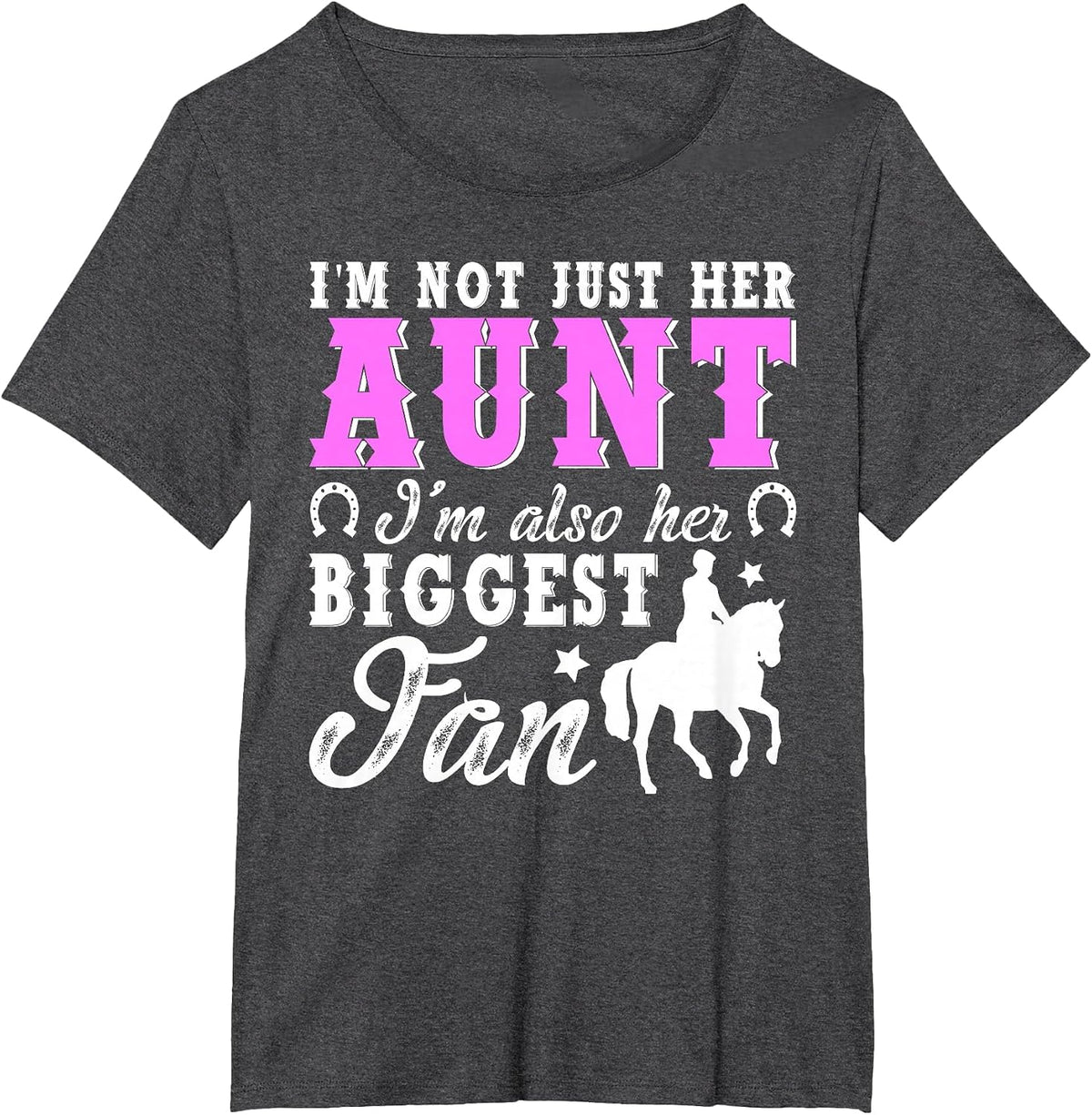 Her Biggest Fan Horse Show Aunt Equestrian Auntie T-Shirt - Dark Heather Grey