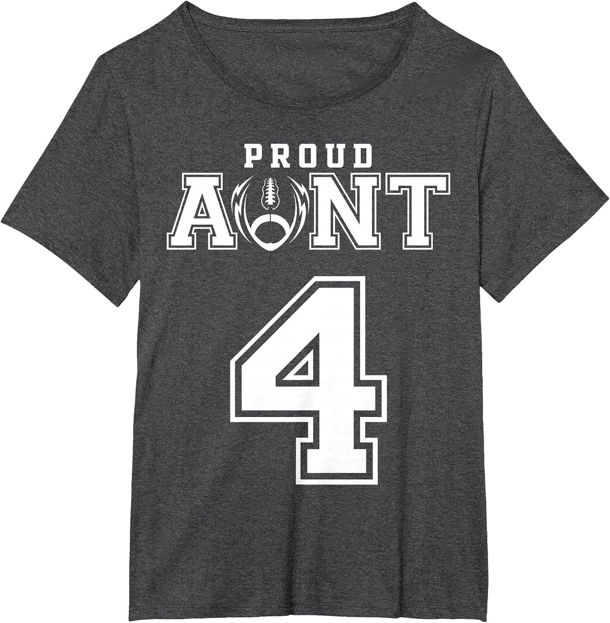 Custom Proud Football Aunt Number 4 Personalized for Women T-Shirt - Dark Heather Grey