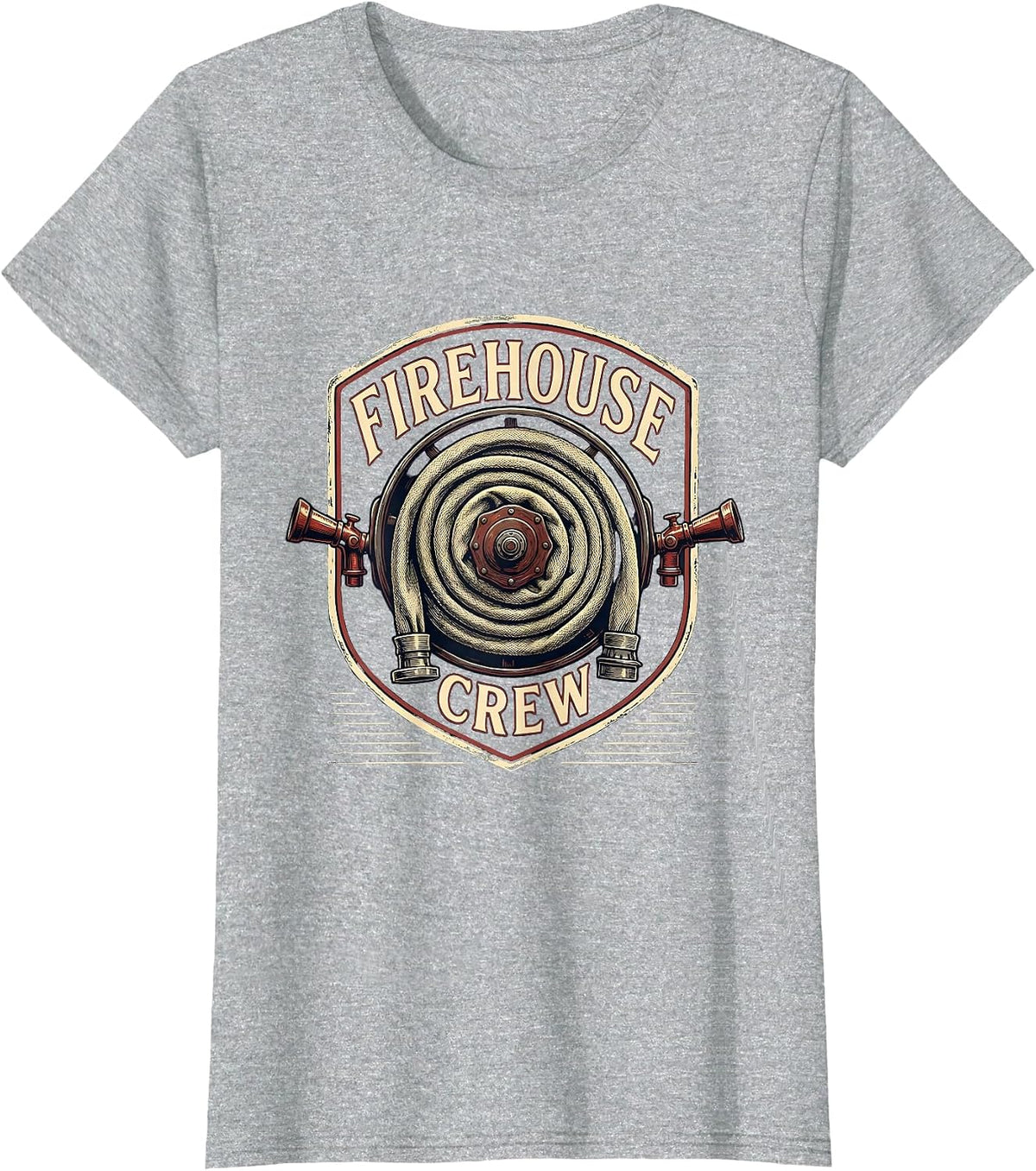 FIREHOUSE CREW Vintage Firefighter Department Pride Crew T-Shirt - Heather Grey