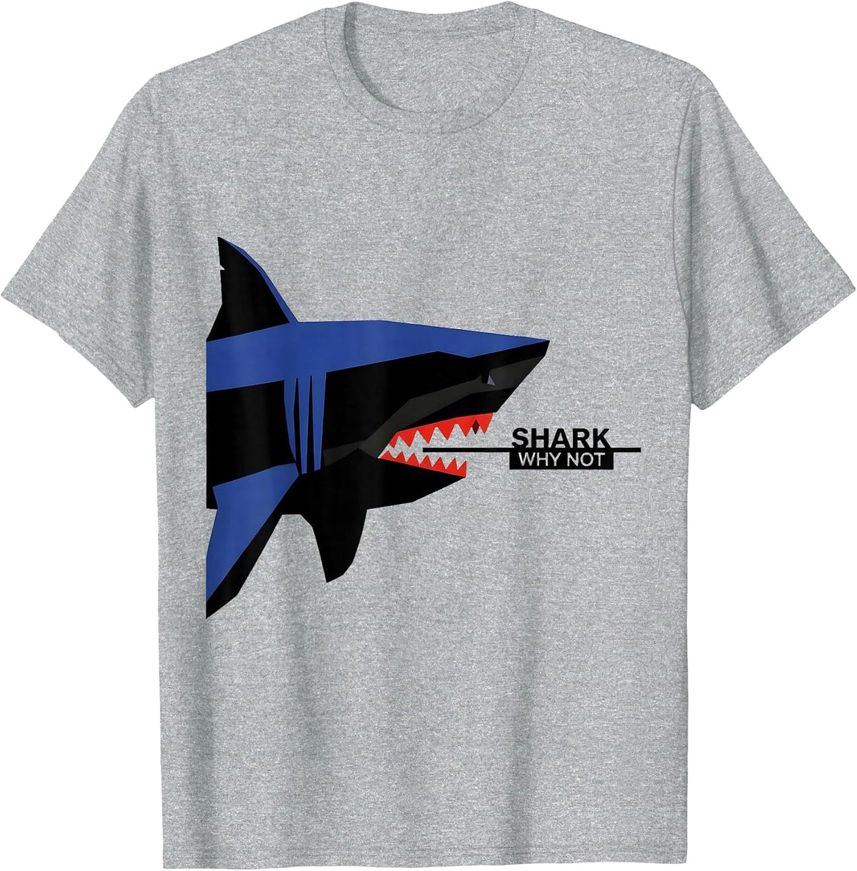 Men's Shark Why Not Geometric Funny Ocean Animal Wildlife Lover T-Shirt - Heather Grey