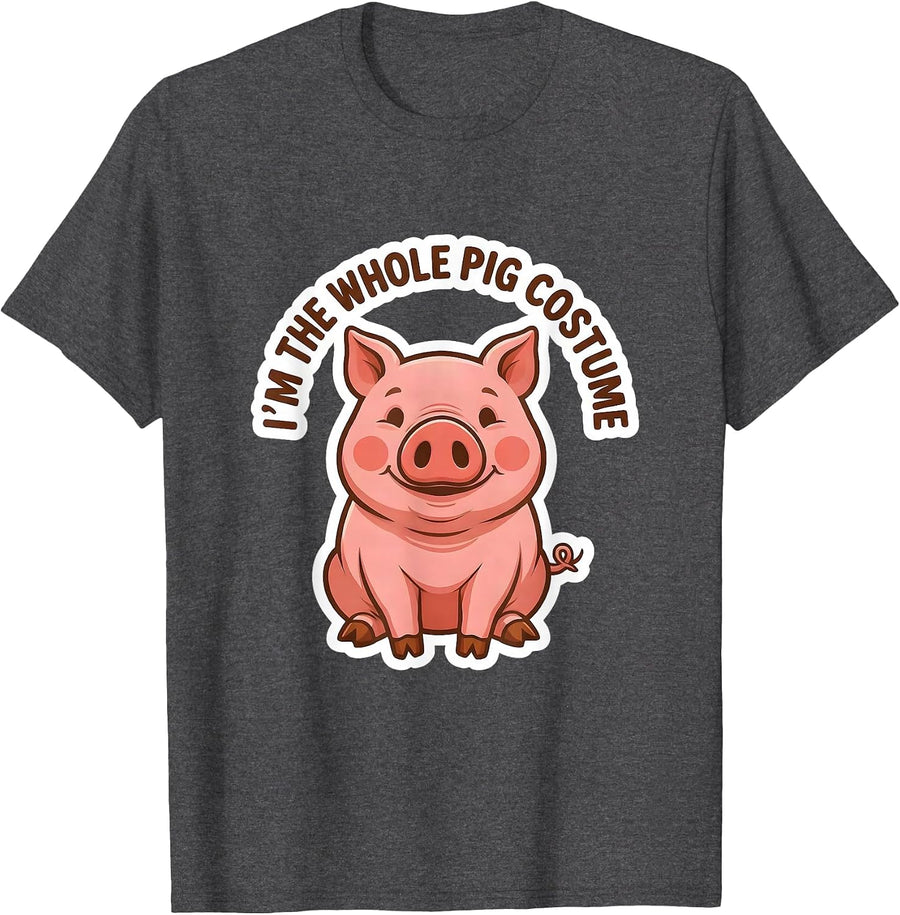 Men's I’m The Whole Pig Costume Funny Pig Lover Halloween Novelty T-Shirt - Dark Heather Grey