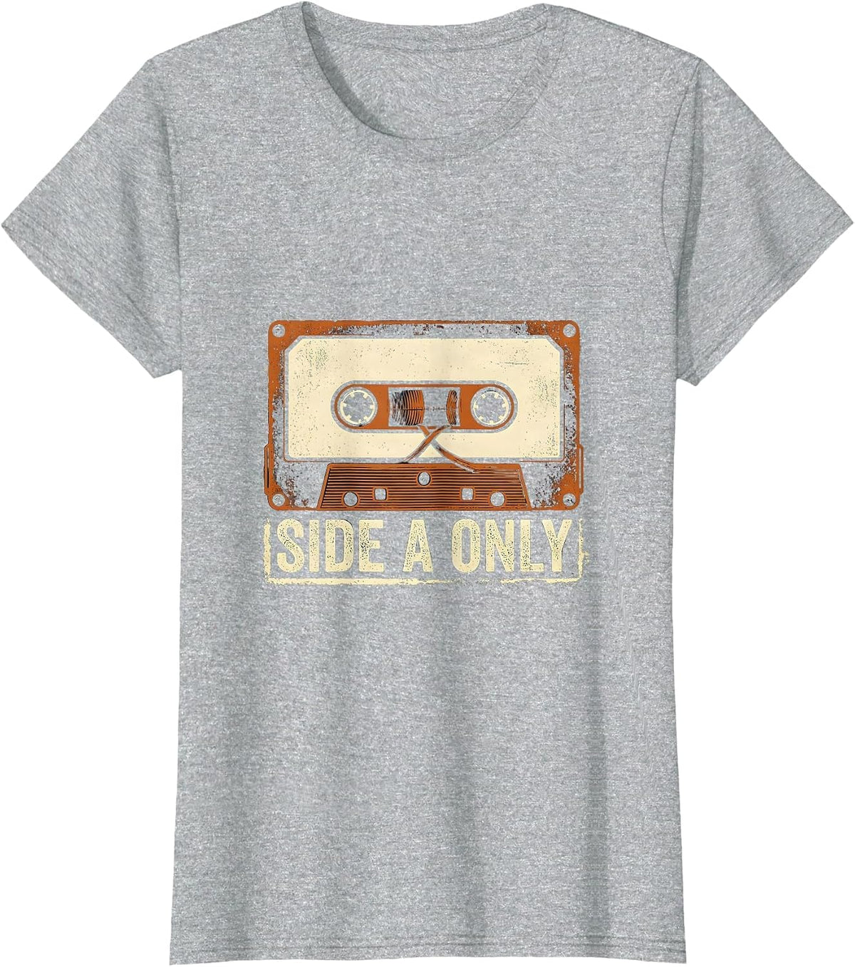 Women's Side A Only Rubber Stamp Retro Boombox Music Nostalgia T-Shirt - Heather Grey
