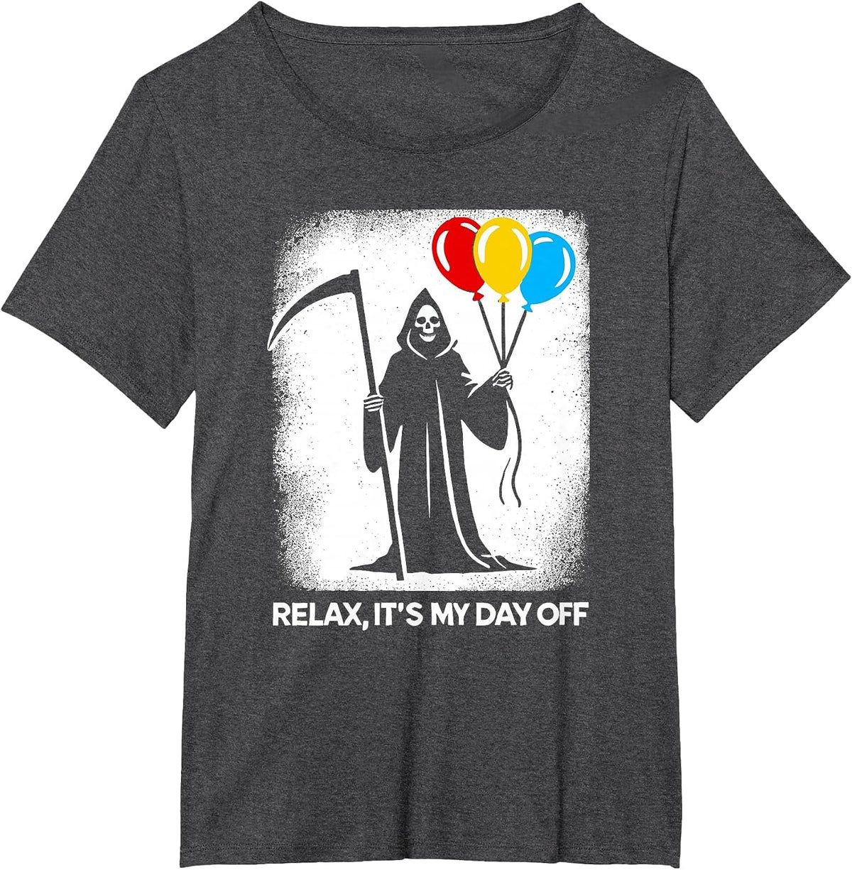 Grim Reaper Day Off Funny Halloween Funny Grim Reaper T-Shirt - Dark Heather Grey