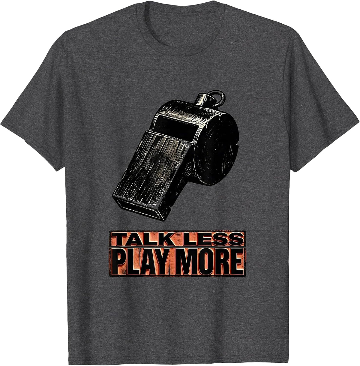 Men's Talk Less, Play More Funny PE Teacher Back To School Humor T-Shirt - Dark Heather Grey