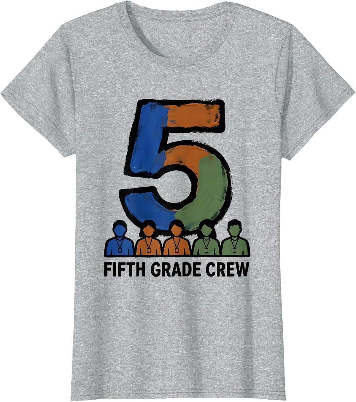 Fifth Grade Crew Playful Back to School Teacher Student T-Shirt - Heather Grey