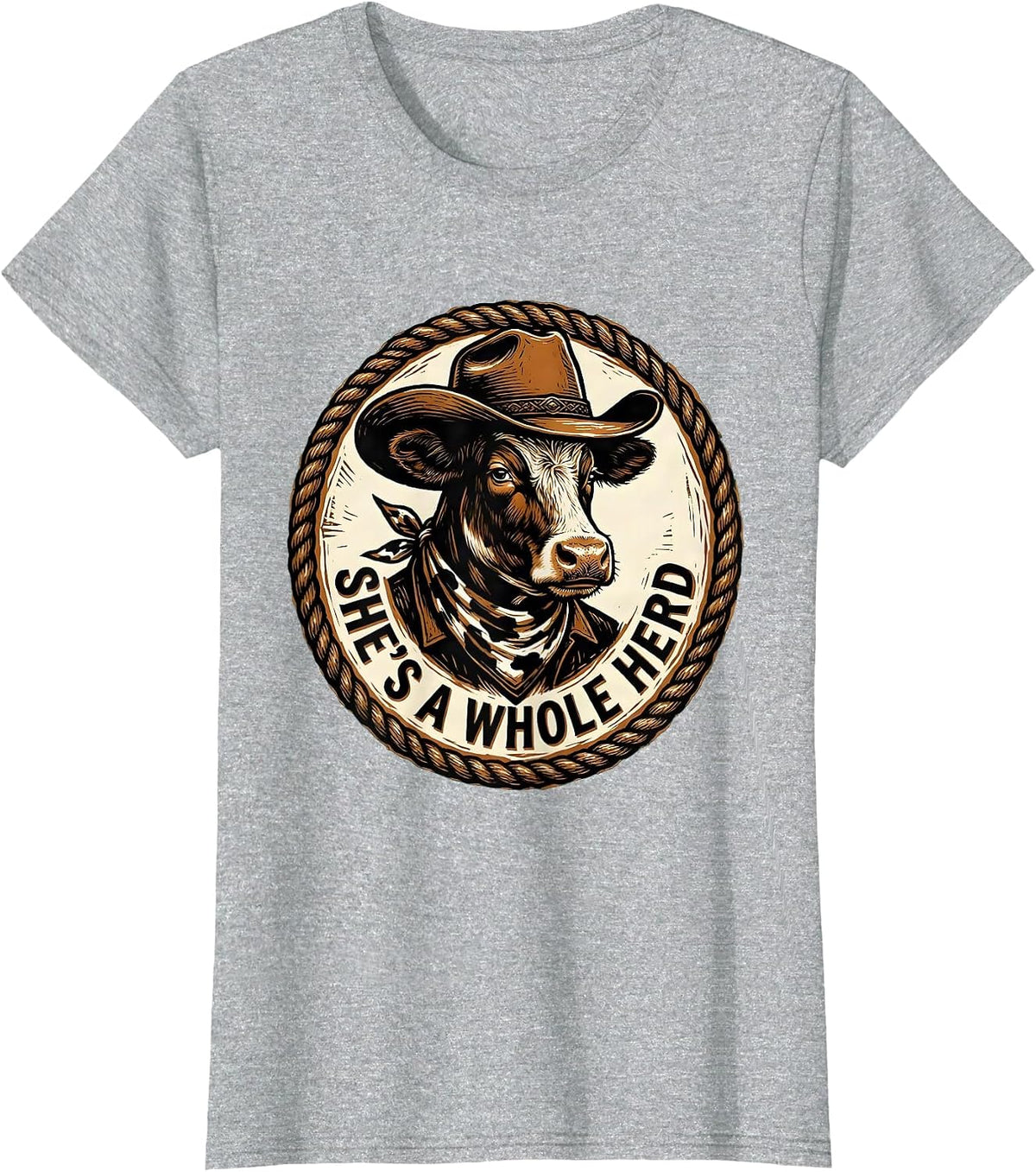 Women's She's a Whole Herd Cow Lover Design T-Shirt - Heather Grey