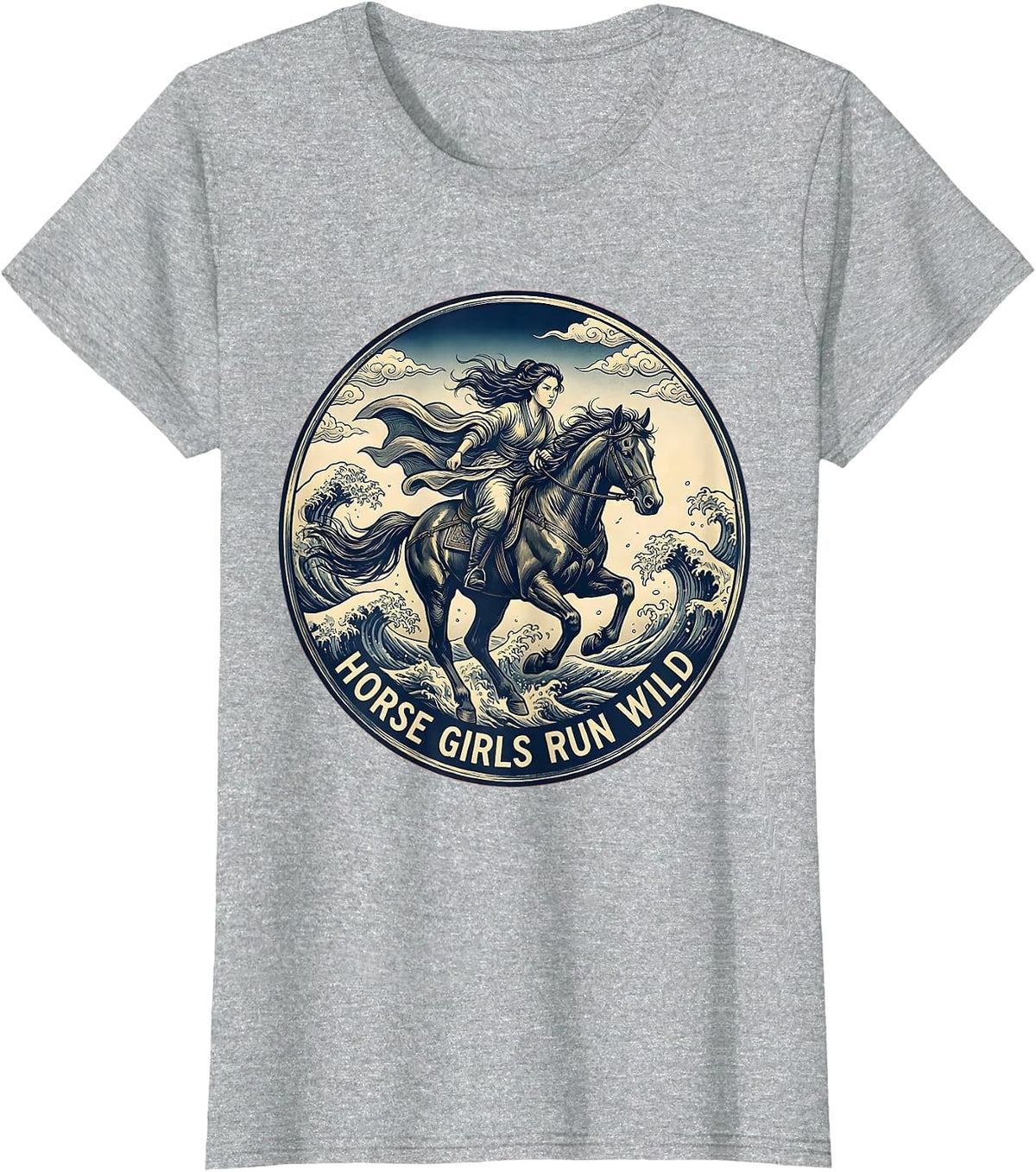 Horse Girls Run Wild Equestrian Design T-Shirt - Heather Grey