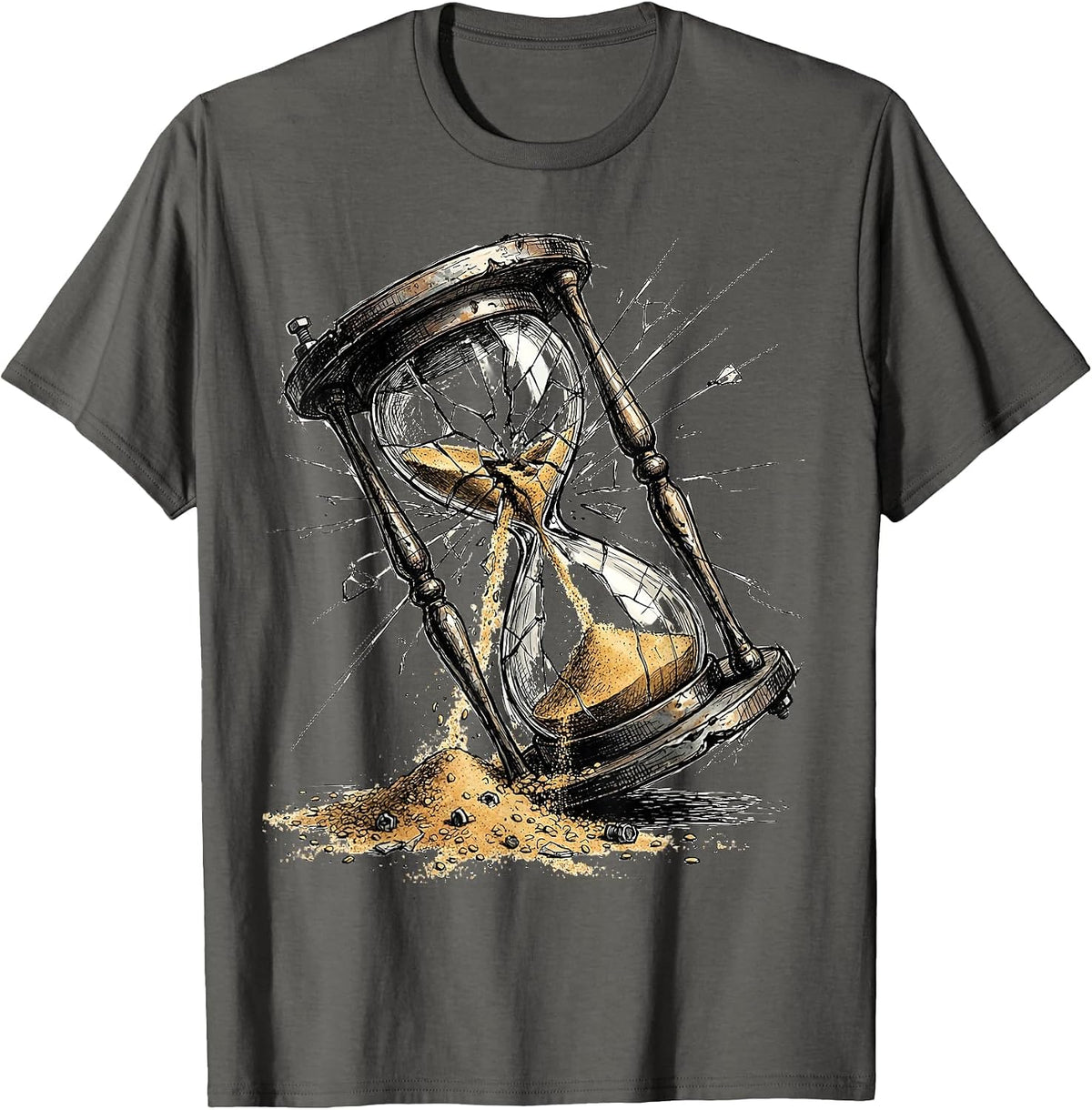 Labor Day Broken Hourglass Sarcastic Design T-Shirt - Asphalt Grey