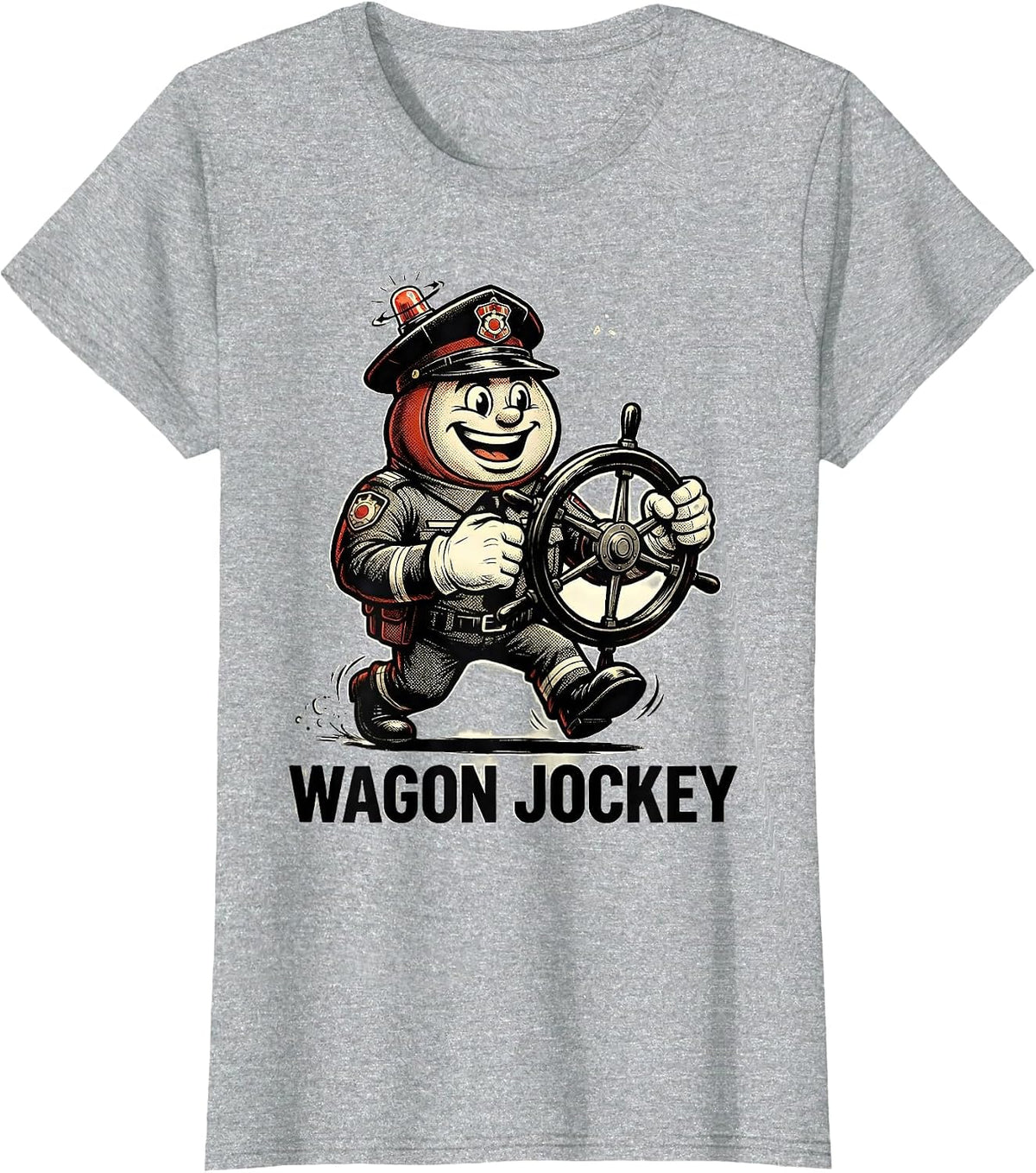 Wagon Jockey Retro Cartoon EMS Paramedic EMT Gift T-Shirt - Heather Grey