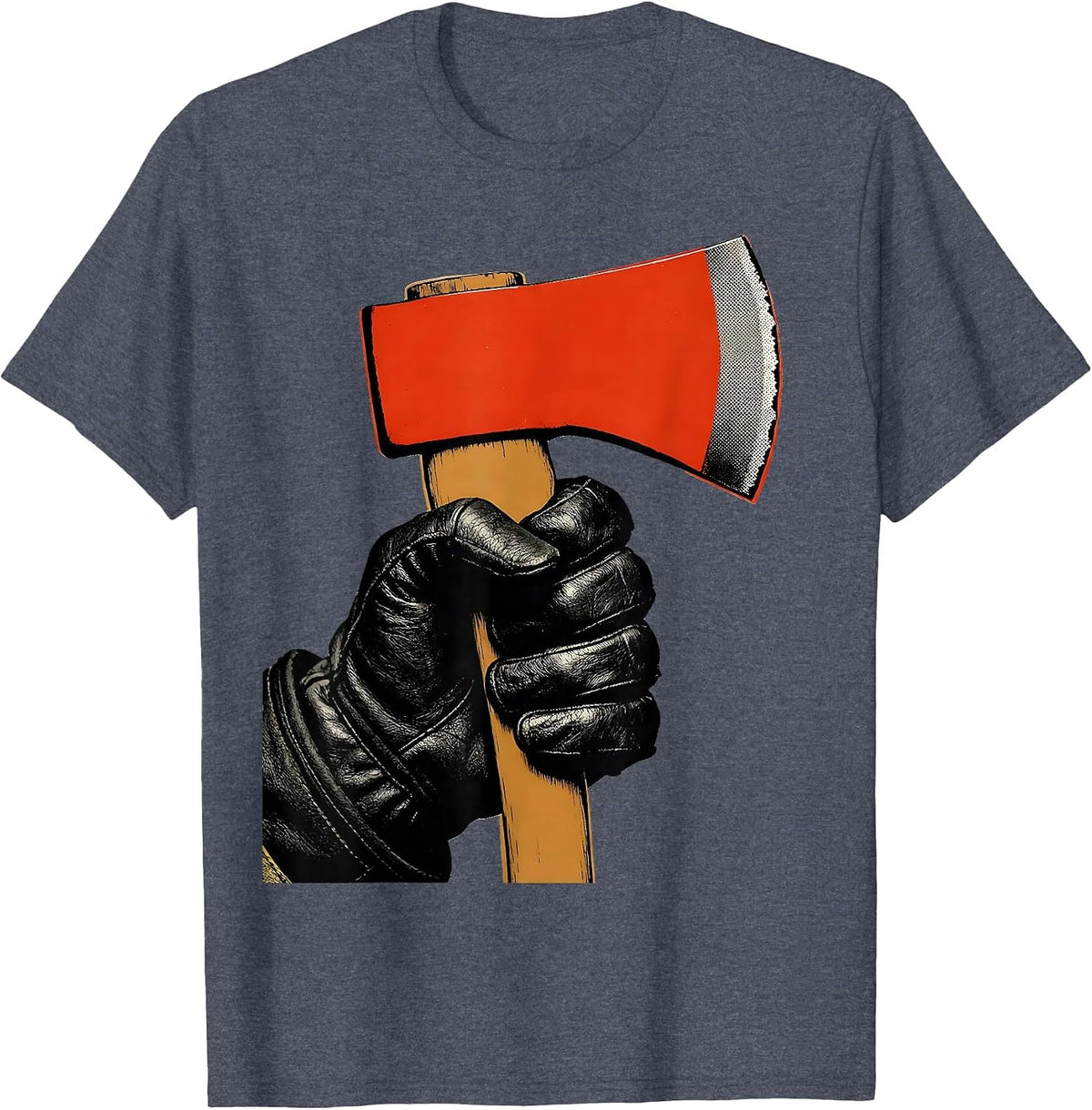 Firefighter Axe Grip Graphic Tee T-Shirt - Heather Blue