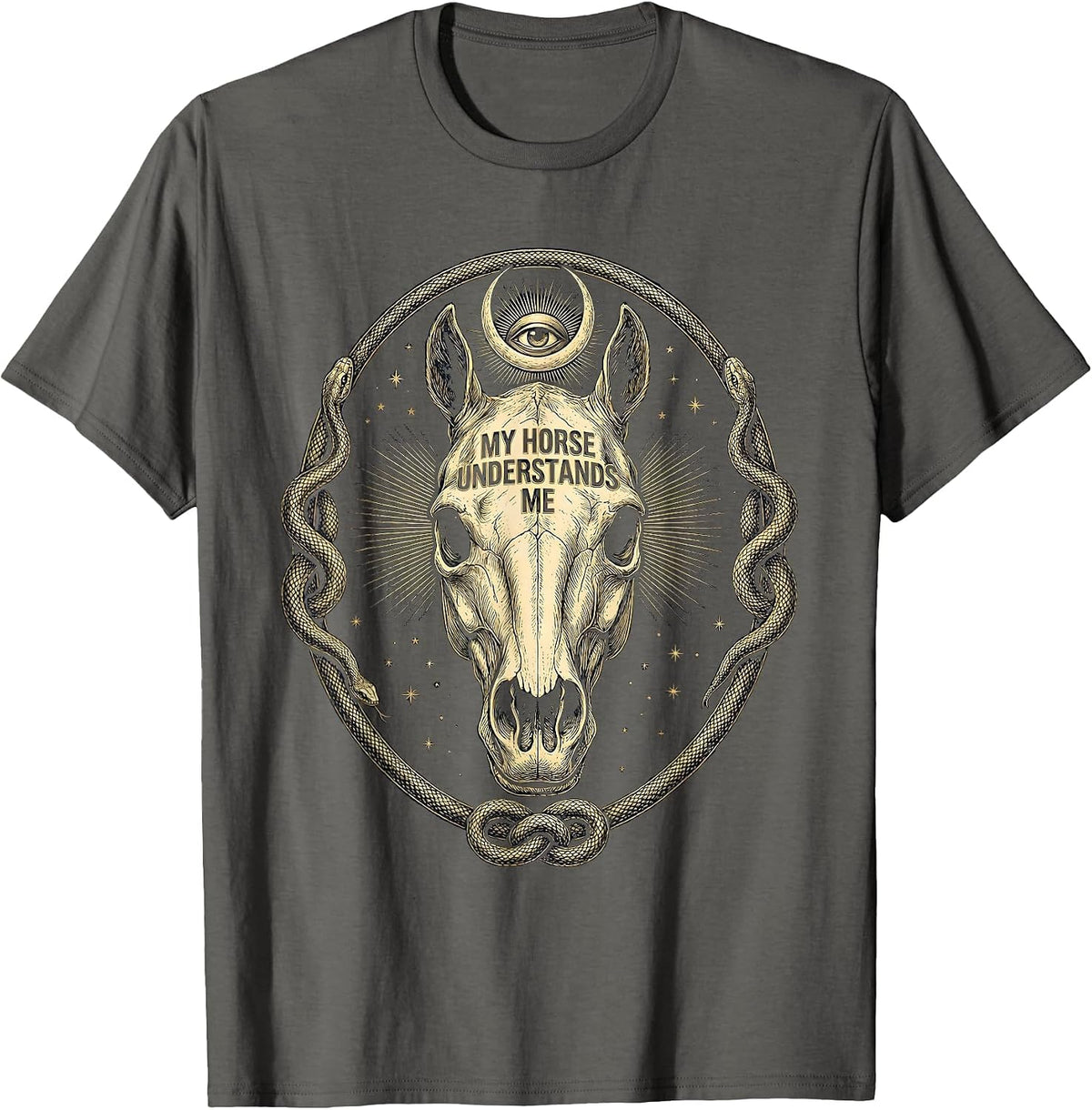 My Horse Understands Me Cowgirl Design T-Shirt - Asphalt Grey