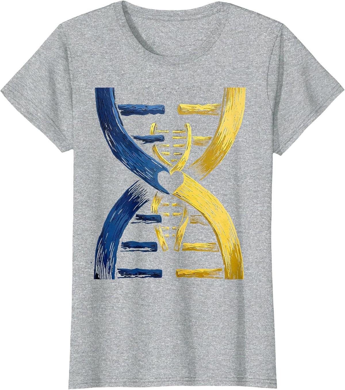 Women's Chromosome Interlock Heartfelt Down Syndrome Support T-Shirt - Heather Grey