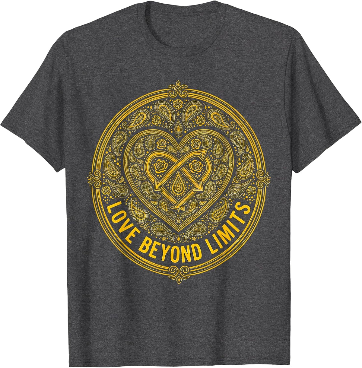 Men's Love Beyond Limits Down Syndrome Awareness Design T-Shirt - Dark Heather Grey