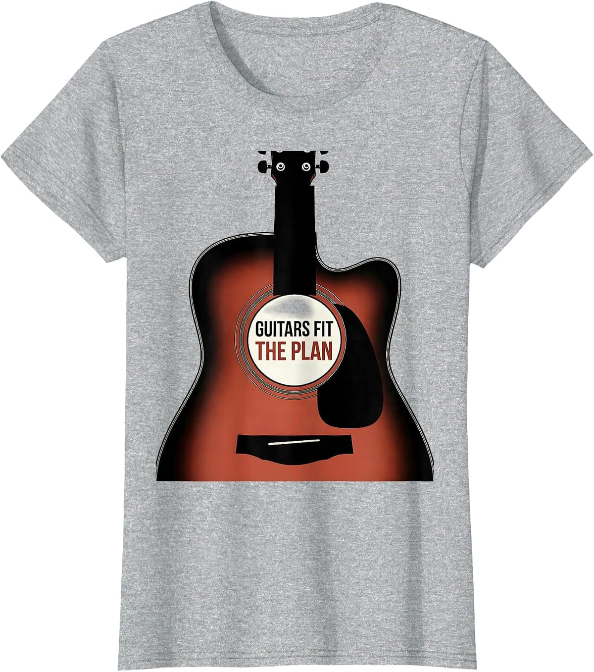 Guitars Fit The Plan Funny Guitarist Rock Music Enthusiast T-Shirt - Heather Grey
