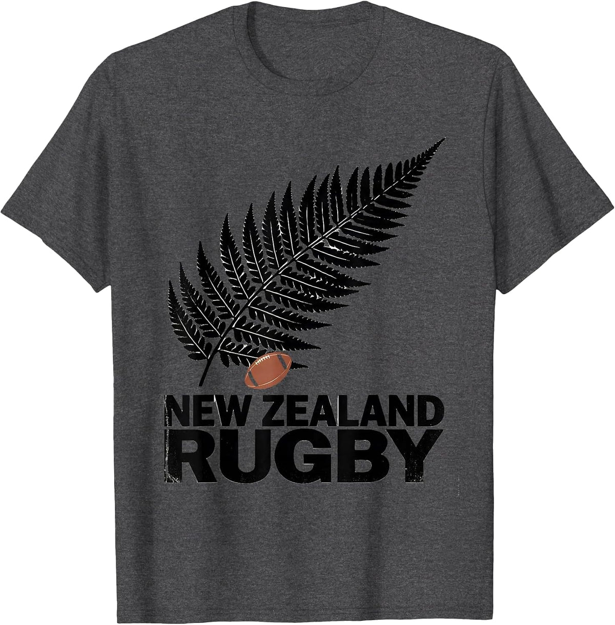 New Zealand Rugby Vintage Fern Icon Kiwi Fan Pride T-Shirt - Dark Heather Grey