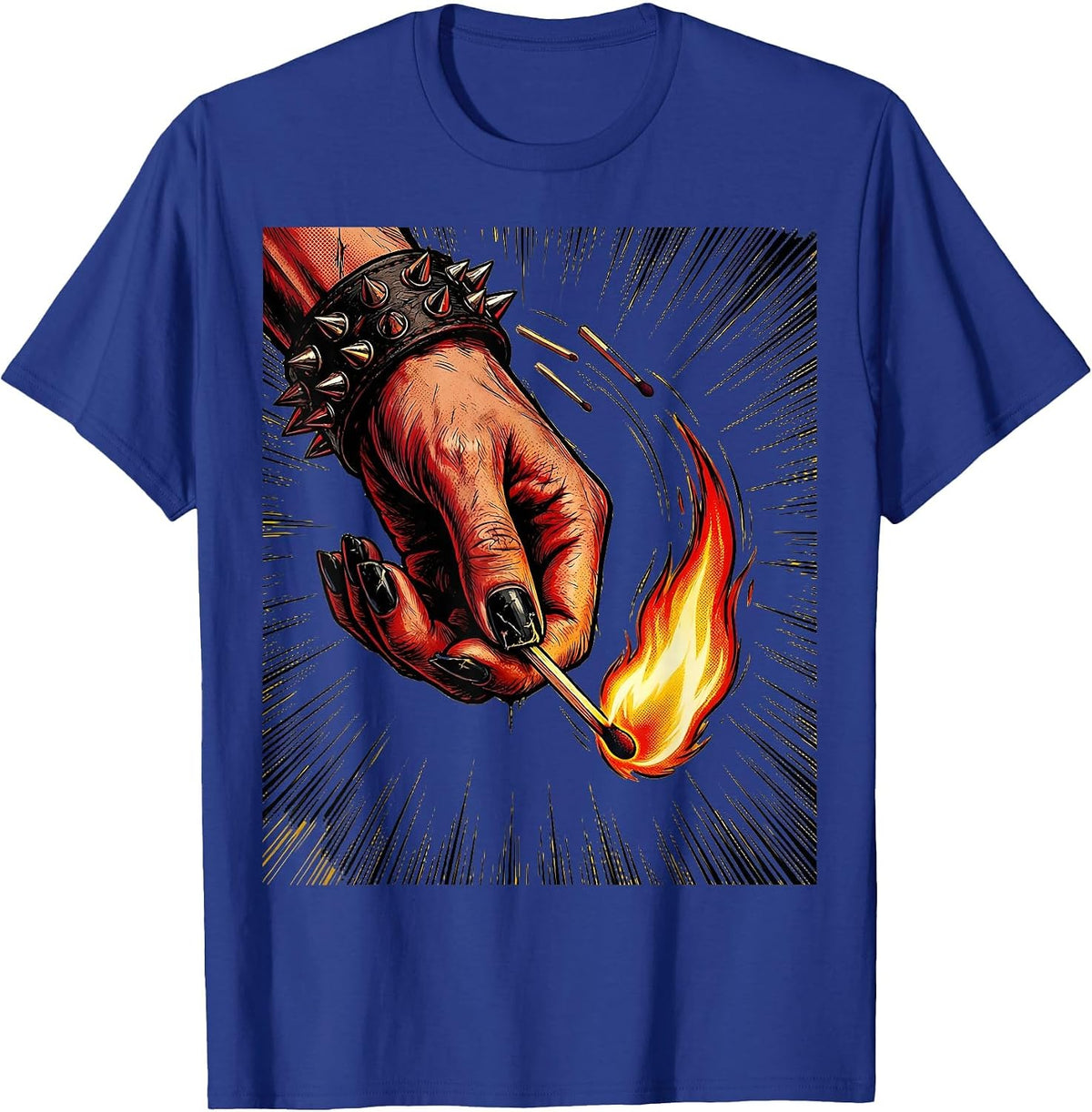 Punk Lit Match Drop Graphic Tee T-Shirt - Royal Blue
