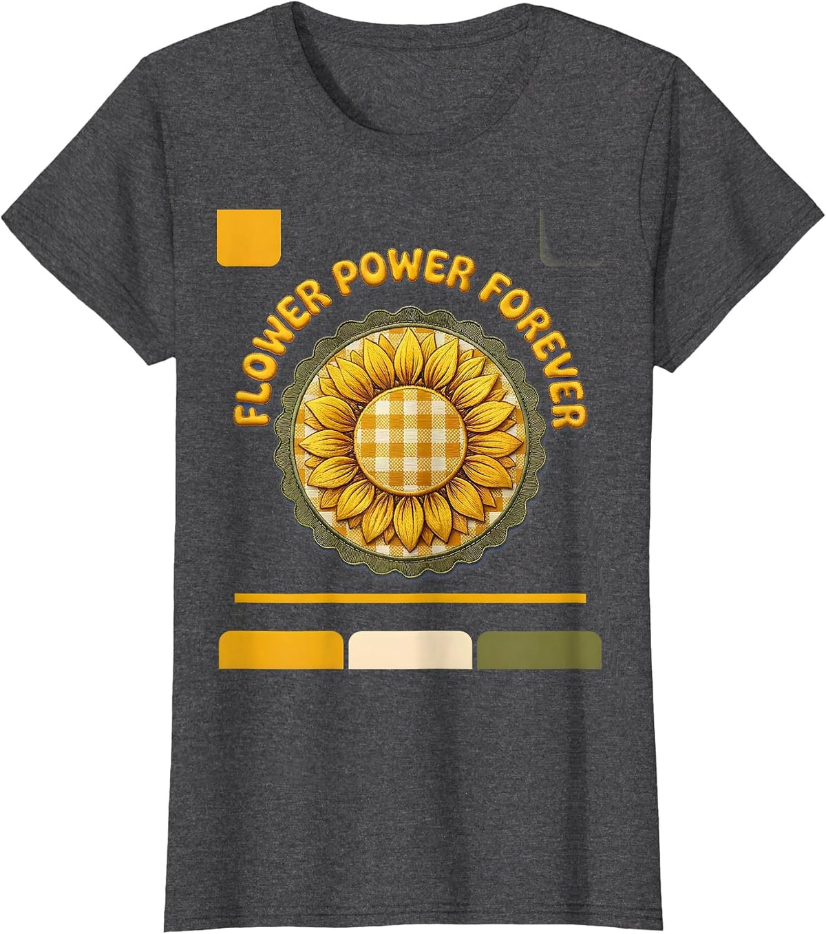 Women's Flower Power Forever Hippie Groovy Design T-Shirt - Dark Heather Grey
