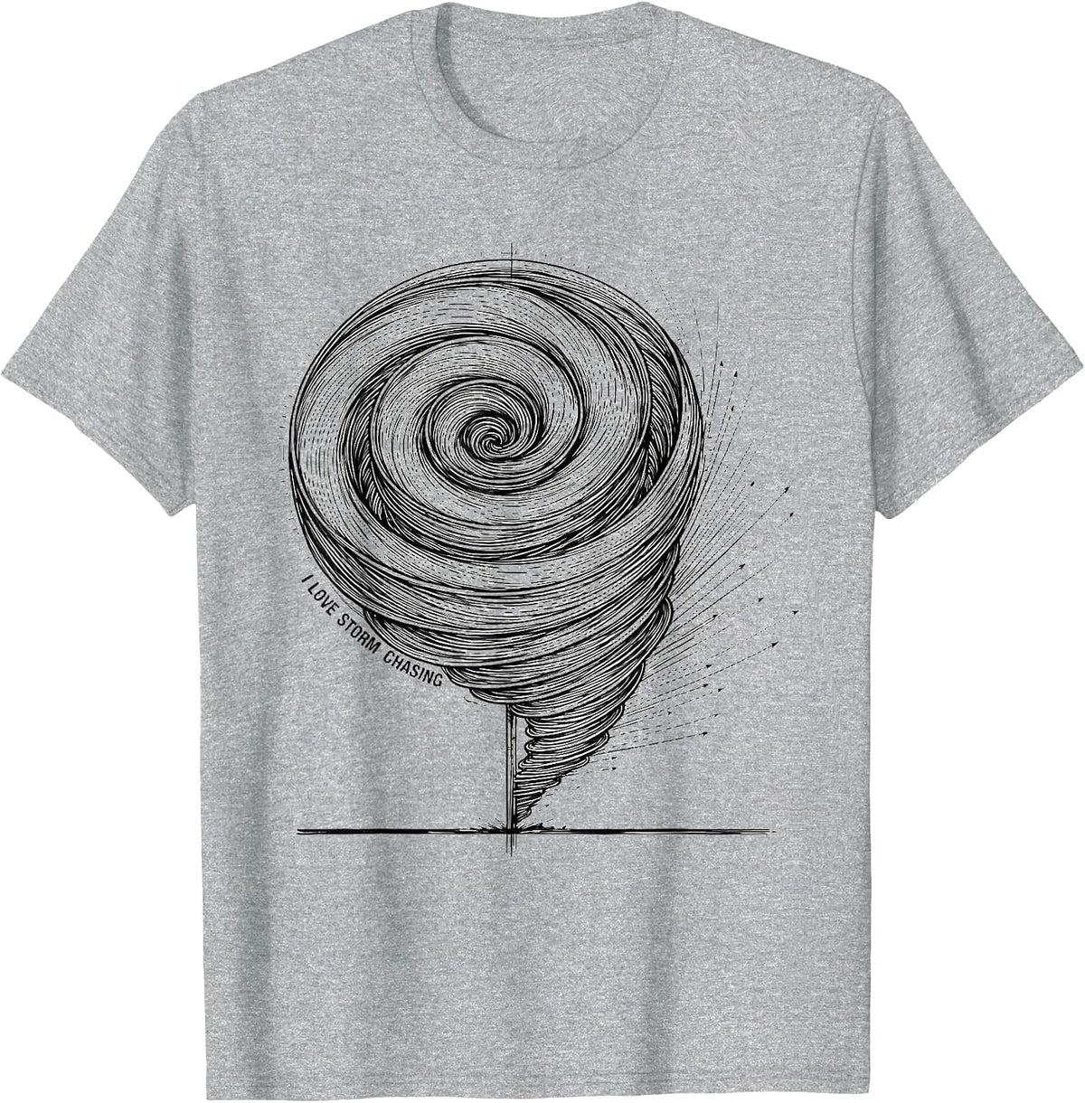Men's I Love Storm Chasing Line Art Tornado Chaser Meteorology T-Shirt - Heather Grey