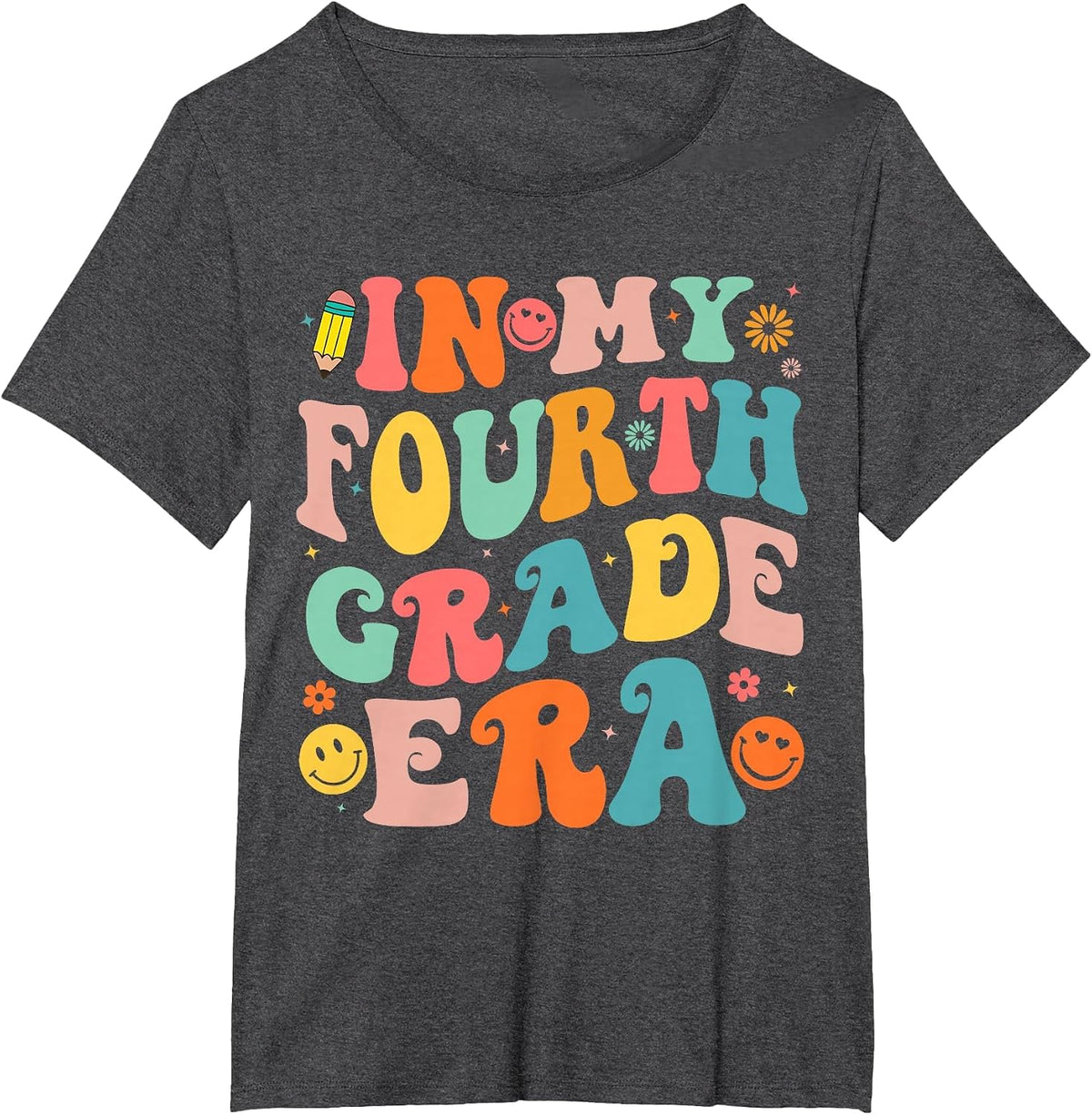 in My Fourth Grade Era 4th Grade Teacher Back to School T-Shirt - Dark Heather Grey